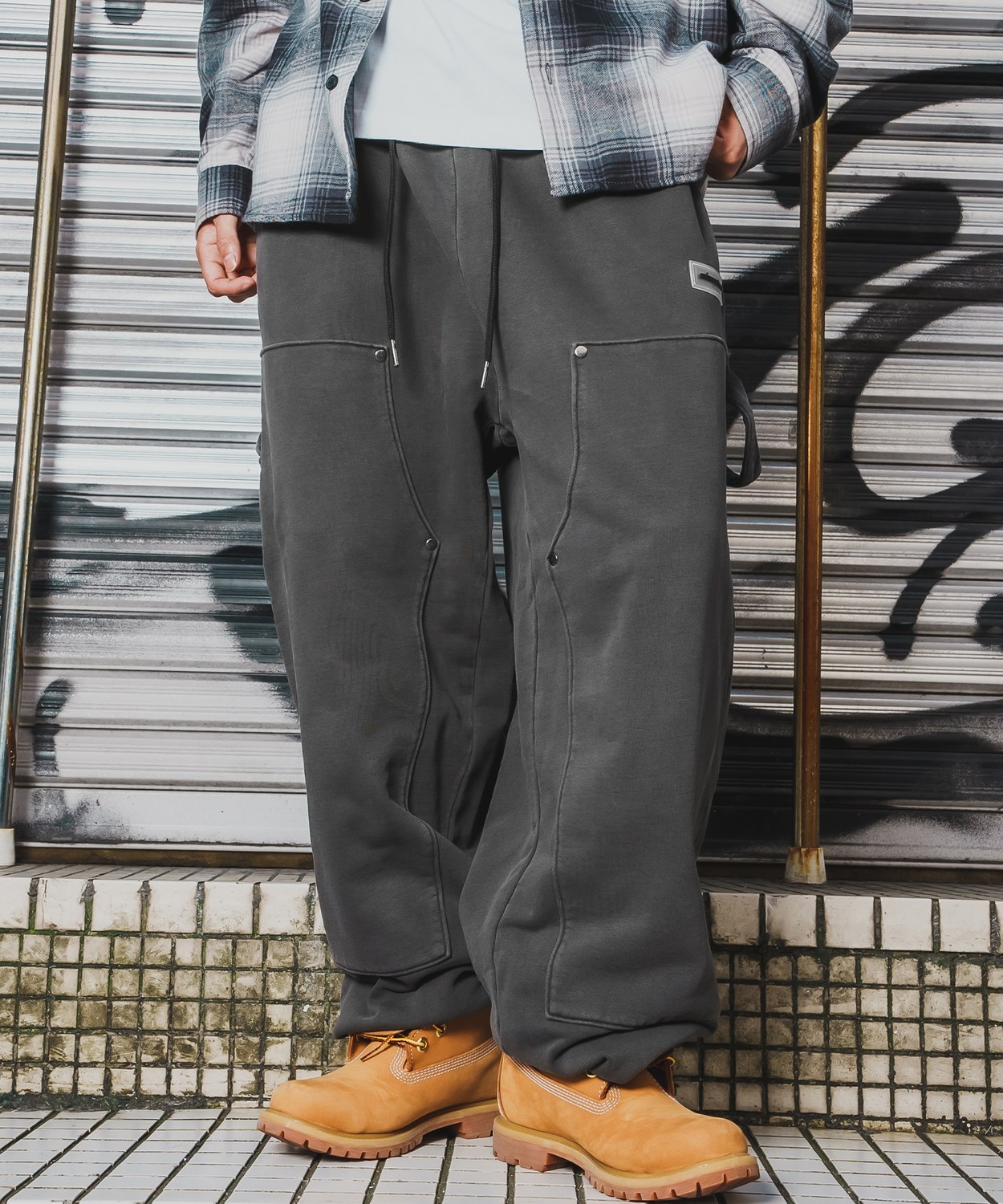 ワイドパンツ メンズ SIDEWAY STANCE サイドウェイスタンス スウェット ピグメント イージーパンツ ペインターパンツ ストリート カジュアル 韓国 | improves | 01