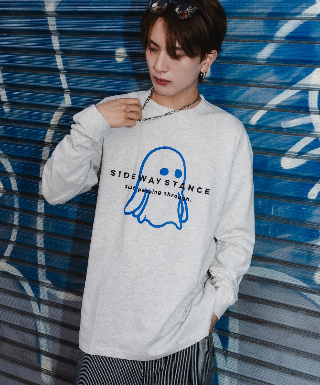 長袖Tシャツ メンズ SIDEWAY STANCE サイドウェイスタンス フロントプリント おばけイラスト カットソー 大きめ アメカジ カジュアル ストリート | improves | 03