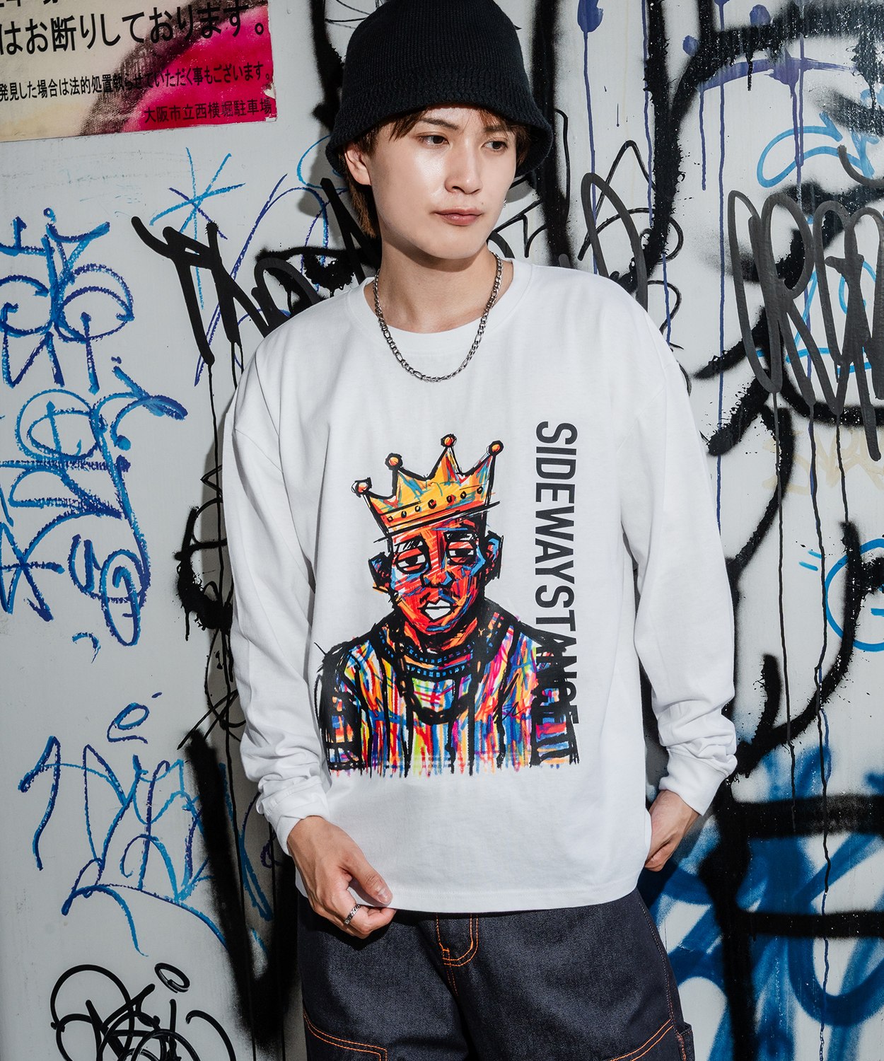 Tシャツ メンズ SIDEWAY STANCE サイドウェイスタンス クレヨン アーティスト レトロ プリント カットソー アメカジ カジュアル Y2K ストリート 古着 韓国 | improves | 01