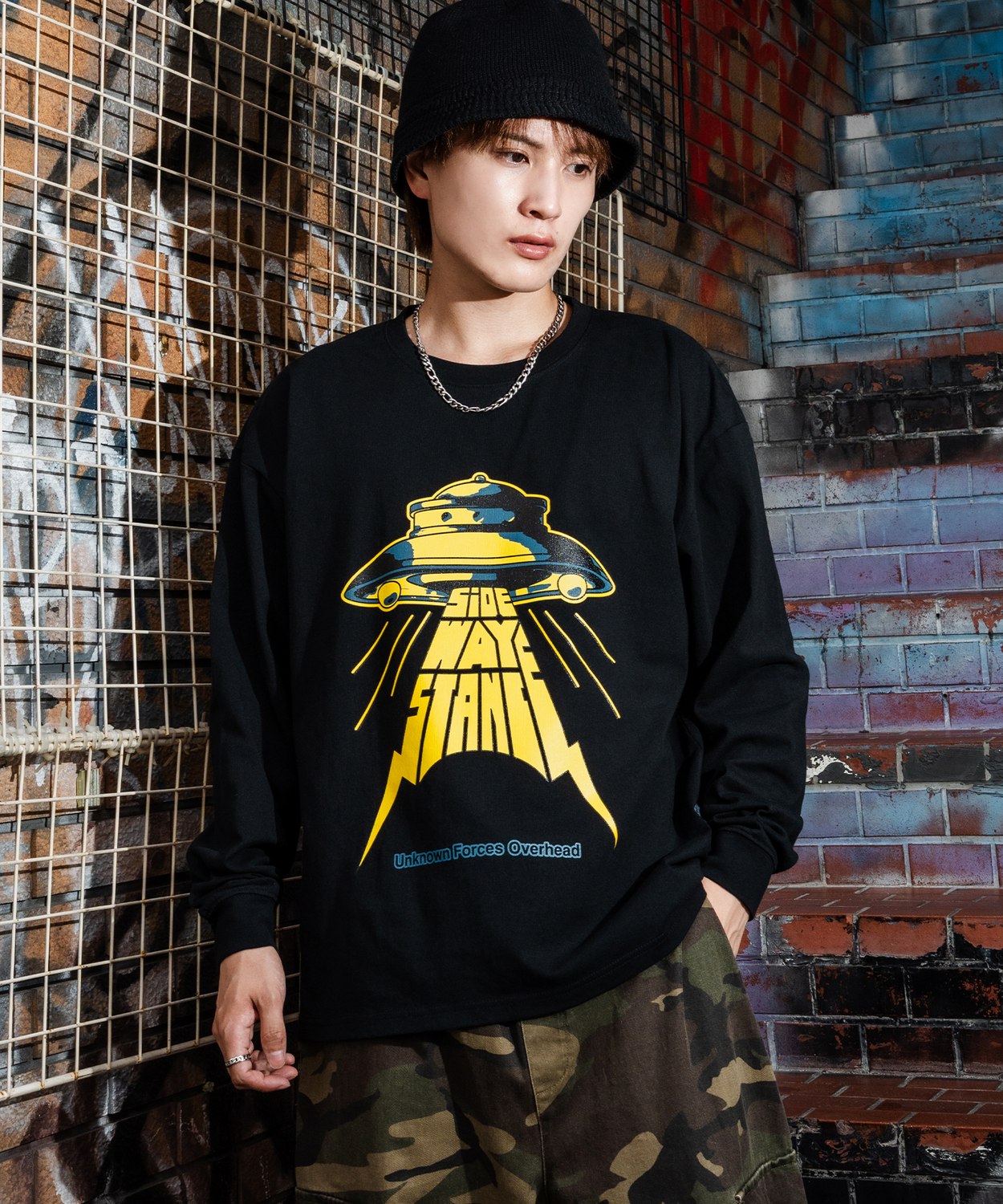 カットソー メンズ SIDEWAY STANCE サイドウェイスタンス ロンT 長袖 Tシャツ UFO プリント アメカジ カジュアル Y2K ストリート 90s レトロ 韓国 | improves | 02