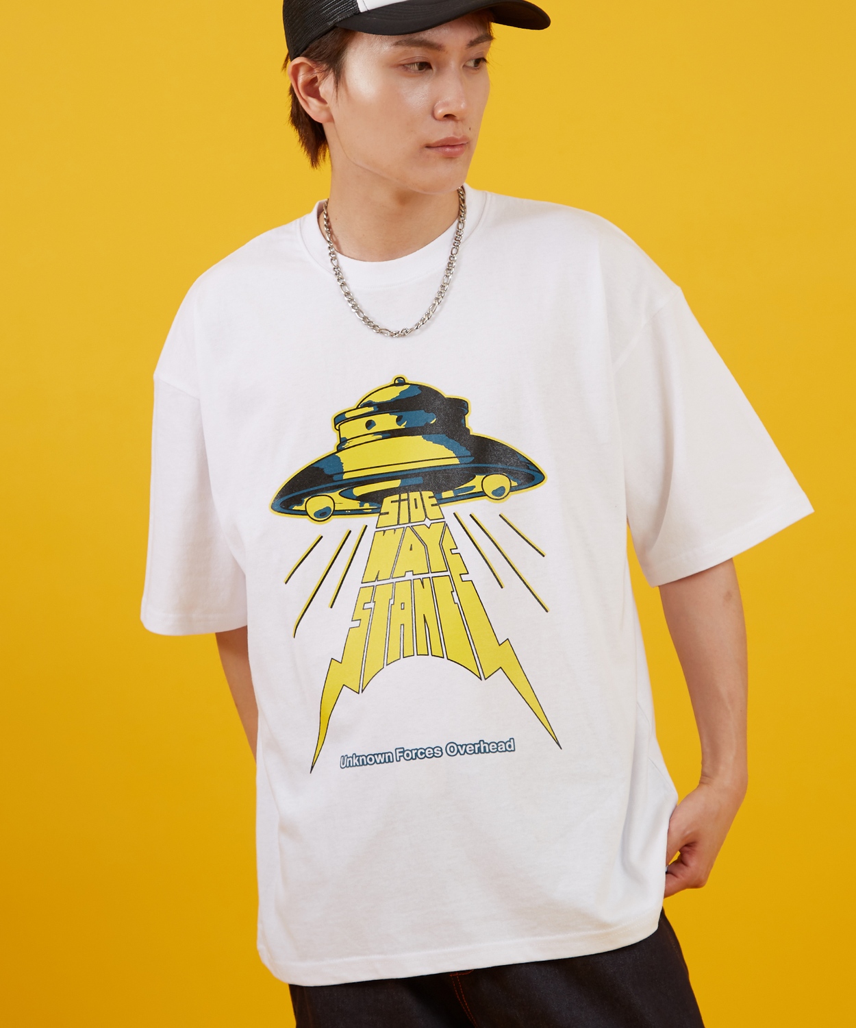 カットソー メンズ SIDEWAY STANCE サイドウェイスタンス 半袖 Tシャツ  UFO プリント アメカジ カジュアル Y2K ストリート 90s レトロ 韓国 | improves | 01