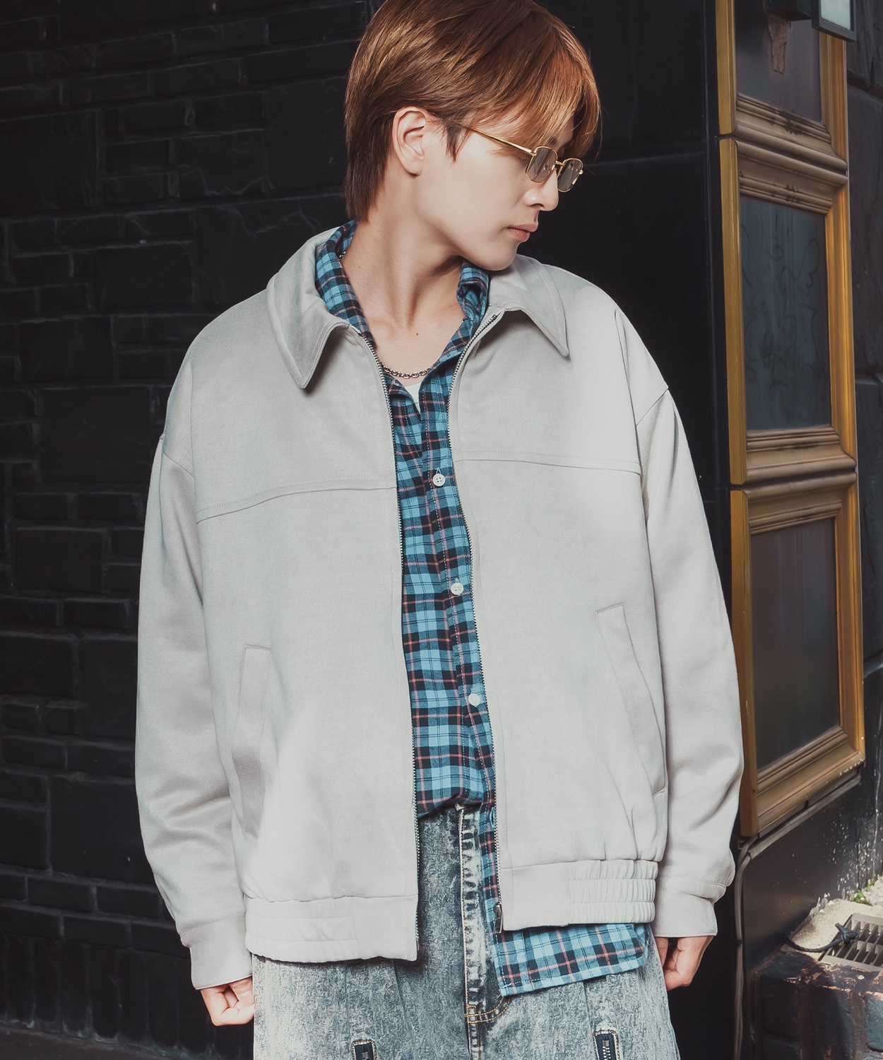 ジャケット メンズ ドリズラー スエードタッチ ブルゾン アウター オーバーサイズ ビッグシルエット ゆったり 韓国 ストリート | improves | 01