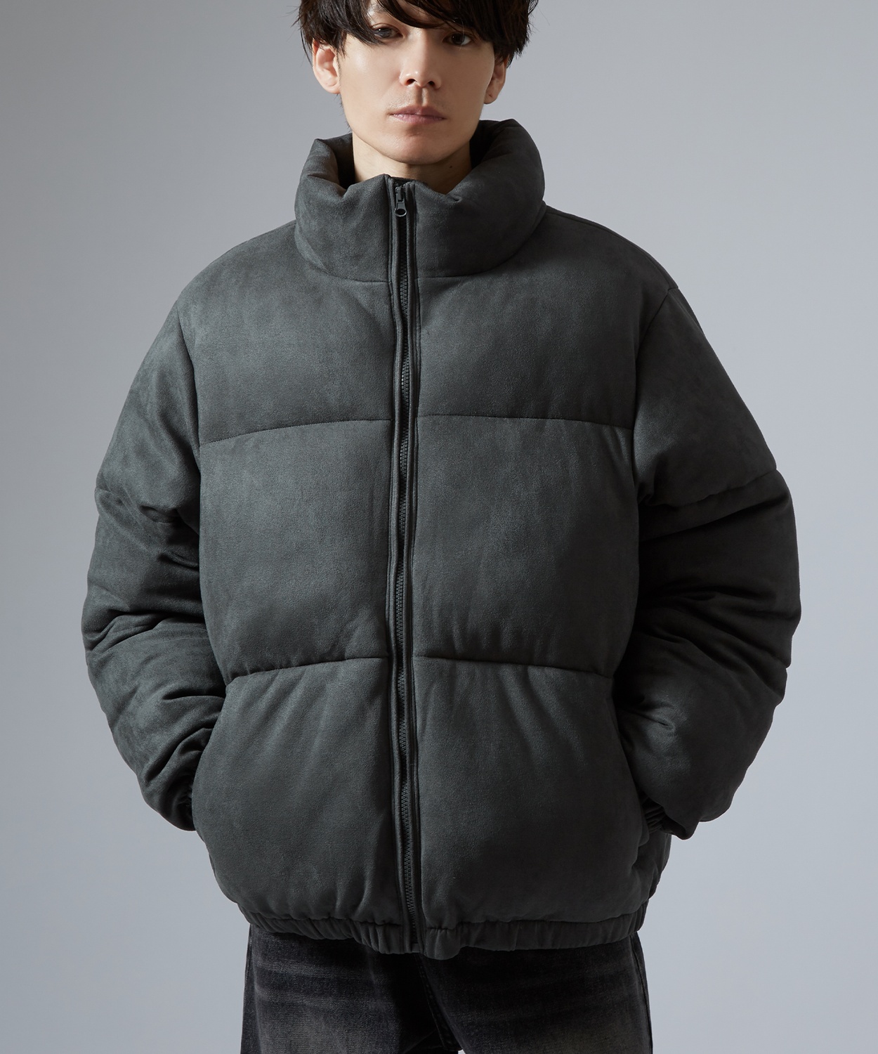 ダウンジャケット メンズ スエードタッチ 中綿 ショートペディン パデッドブルゾン アメカジ カジュアル モード 韓国ファッション 大人カジュアル | improves | 02