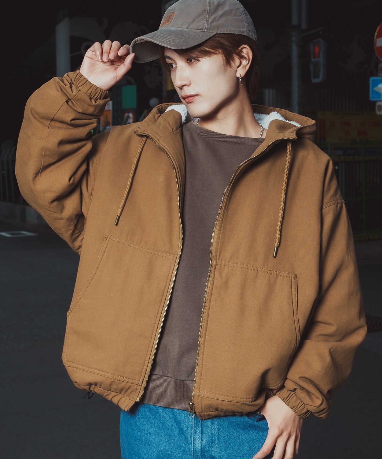 パーカー メンズ ダック ボアライナー ワークジャケット フーディージャケット ブルゾン ウィンドブレーカー アメカジ カジュアル ワーク ストリート スケーター | improves | 01