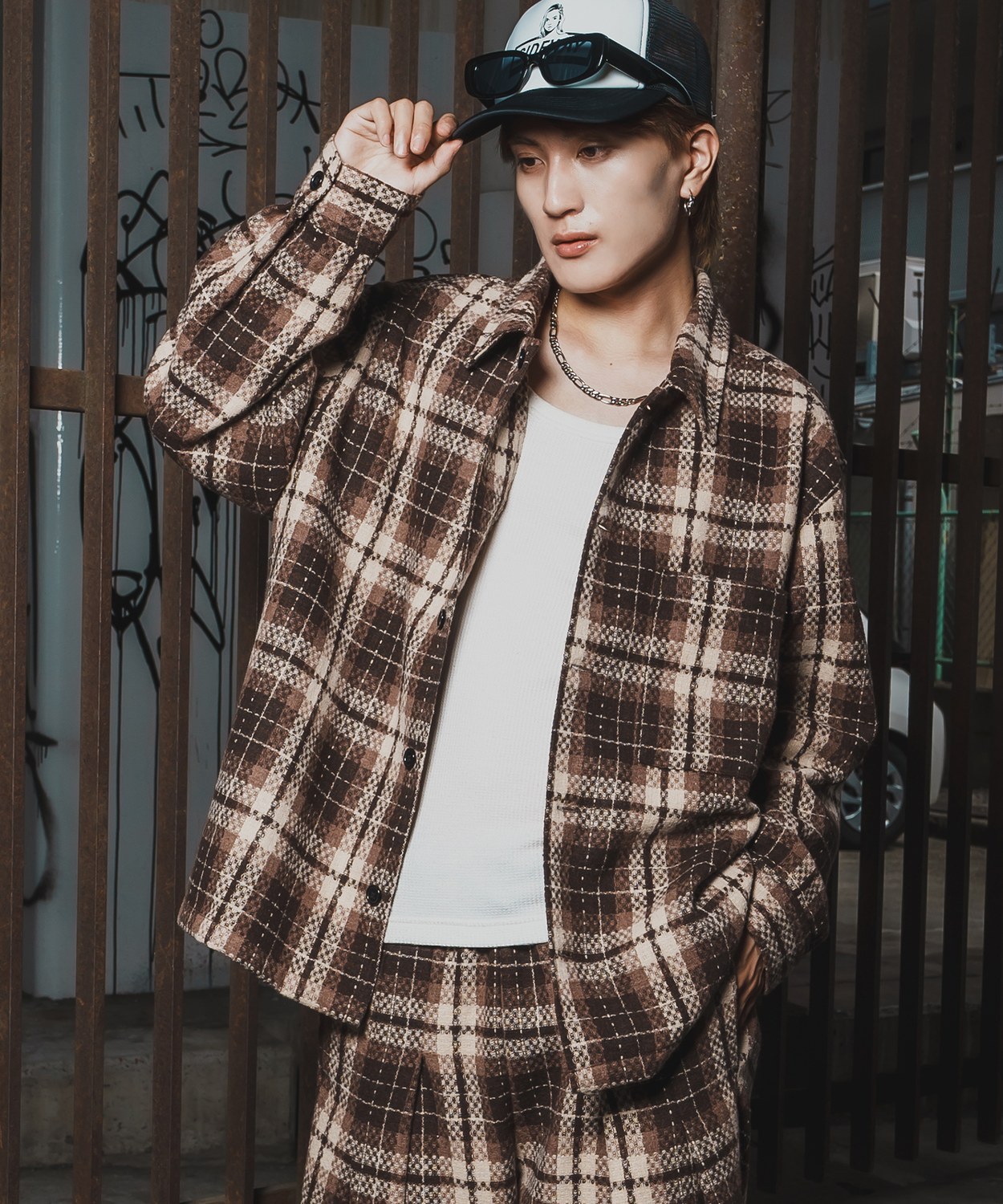 カバーオール メンズ チェック柄  大きめ アメカジ カジュアル スケーター ストリート Y2K 90s 古着MIX 韓国ファッション | improves | 03