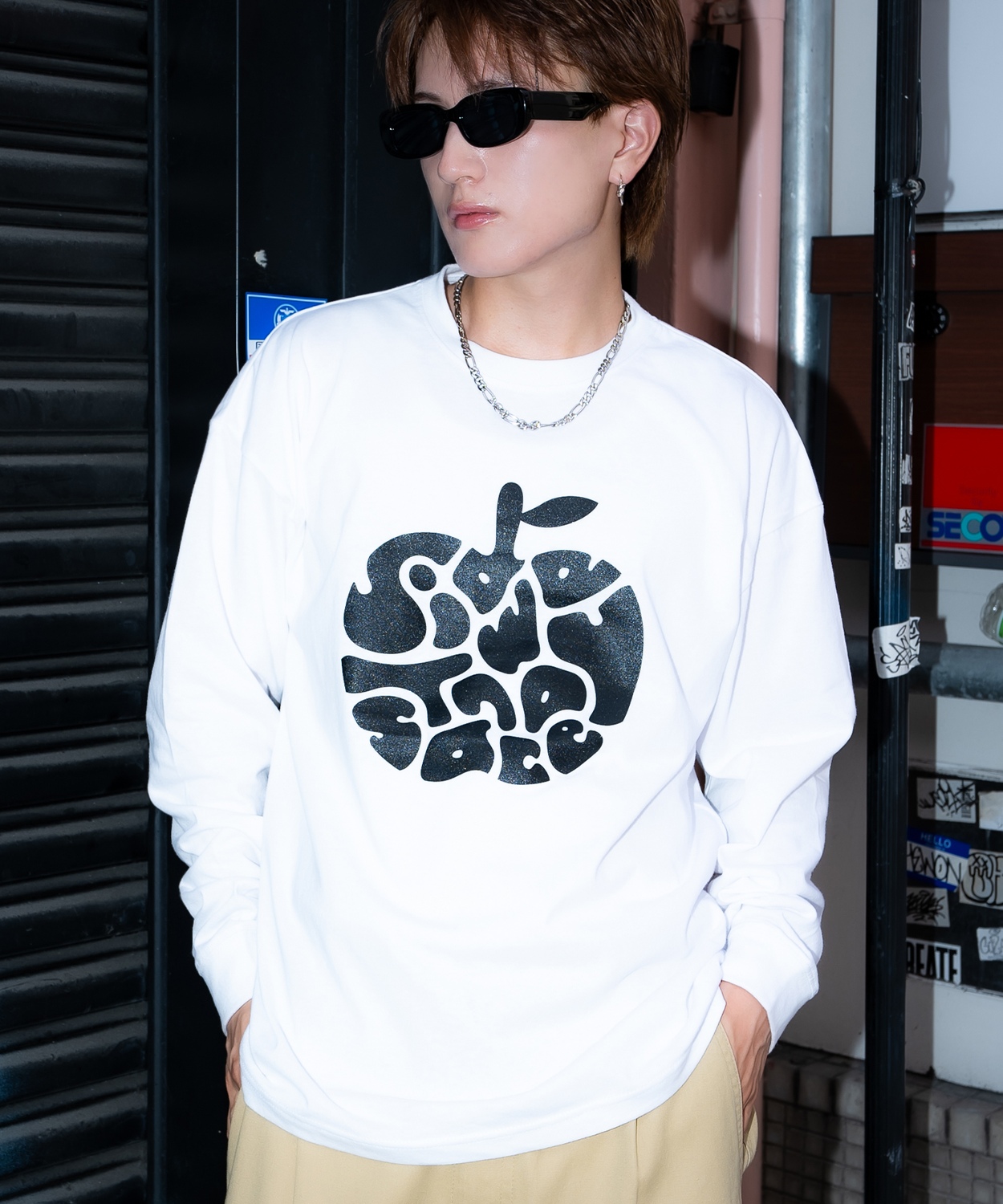 長袖Tシャツ メンズ SIDEWAY STANCE サイドウェイスタンス ロンT カットソー タイポアップル アメカジ カジュアル Y2K ストリート 90s レトロ 韓国ファッション | improves | 01