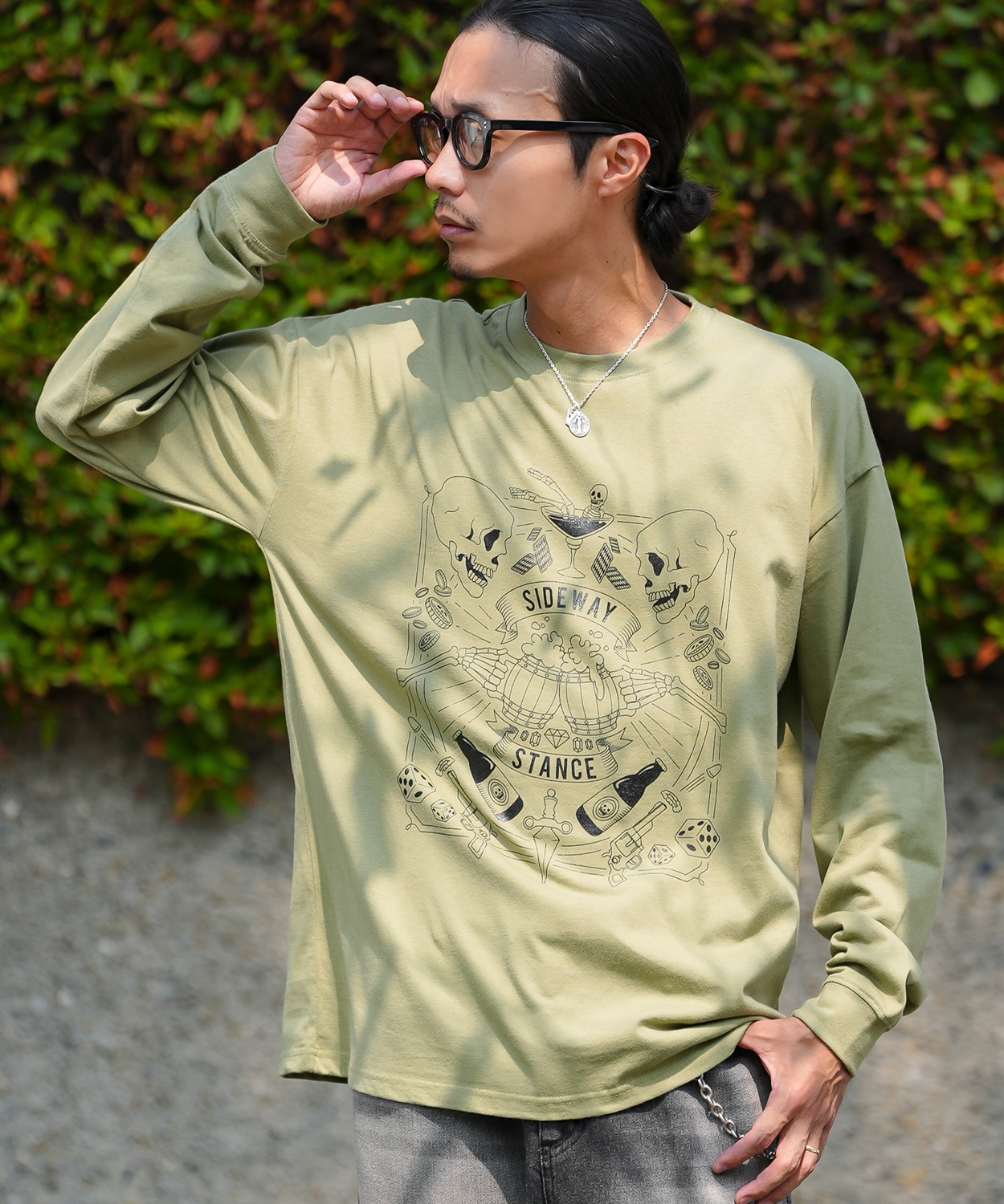 長袖Tシャツ メンズ SIDEWAY STANCE サイドウェイスタンス ロンT カットソー ドランクスカル アメカジ カジュアル Y2K ストリート 90s  韓国ファッション | improves | 03