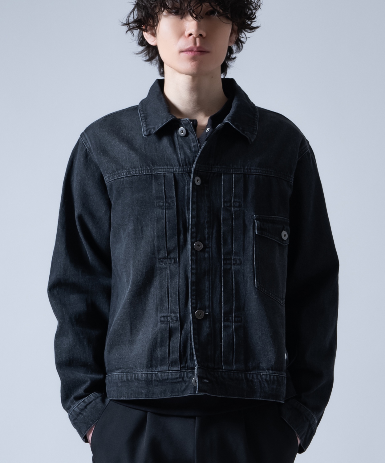 デニムジャケット メンズ ショート丈 1stタイプ ジージャン Gジャン ライトデニム アウター 羽織り カジュアル アメカジ モード ストリート 韓国ファッション | improves | 03