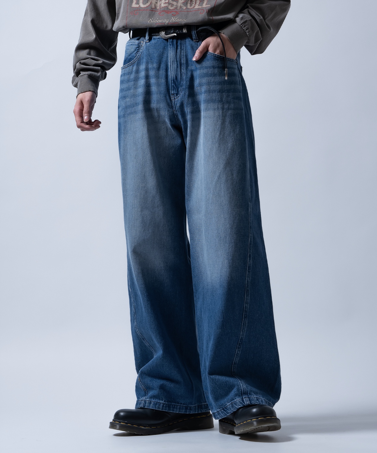 ジーンズ メンズ デニムパンツ ワイドパンツ フレアパンツ ビッグシルエット カジュアル アメカジ ストリート 韓国ファッション | improves | 01