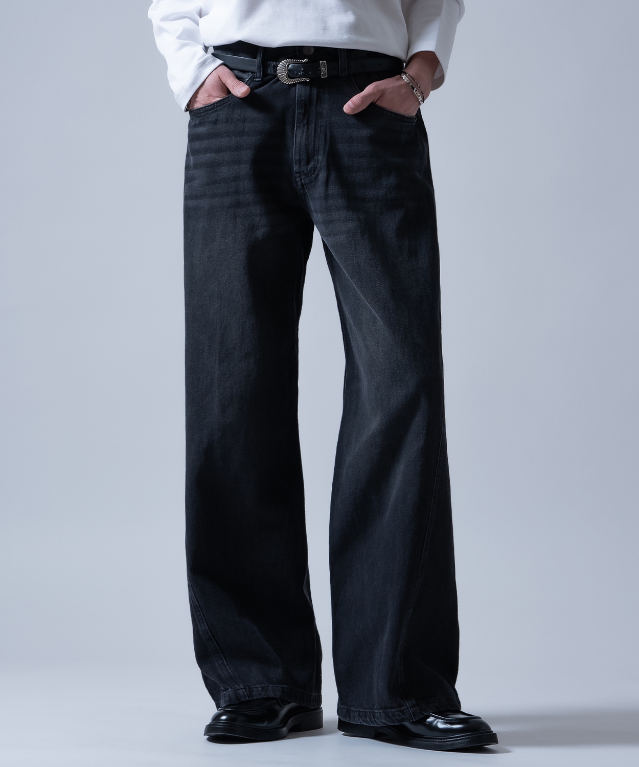 ジーンズ メンズ デニムパンツ ワイドパンツ フレアパンツ ビッグシルエット カジュアル アメカジ ストリート 韓国ファッション | improves | 03