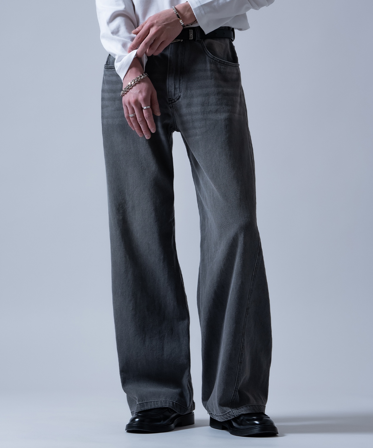 ジーンズ メンズ デニムパンツ ワイドパンツ フレアパンツ ビッグシルエット カジュアル アメカジ ストリート 韓国ファッション | improves | 04