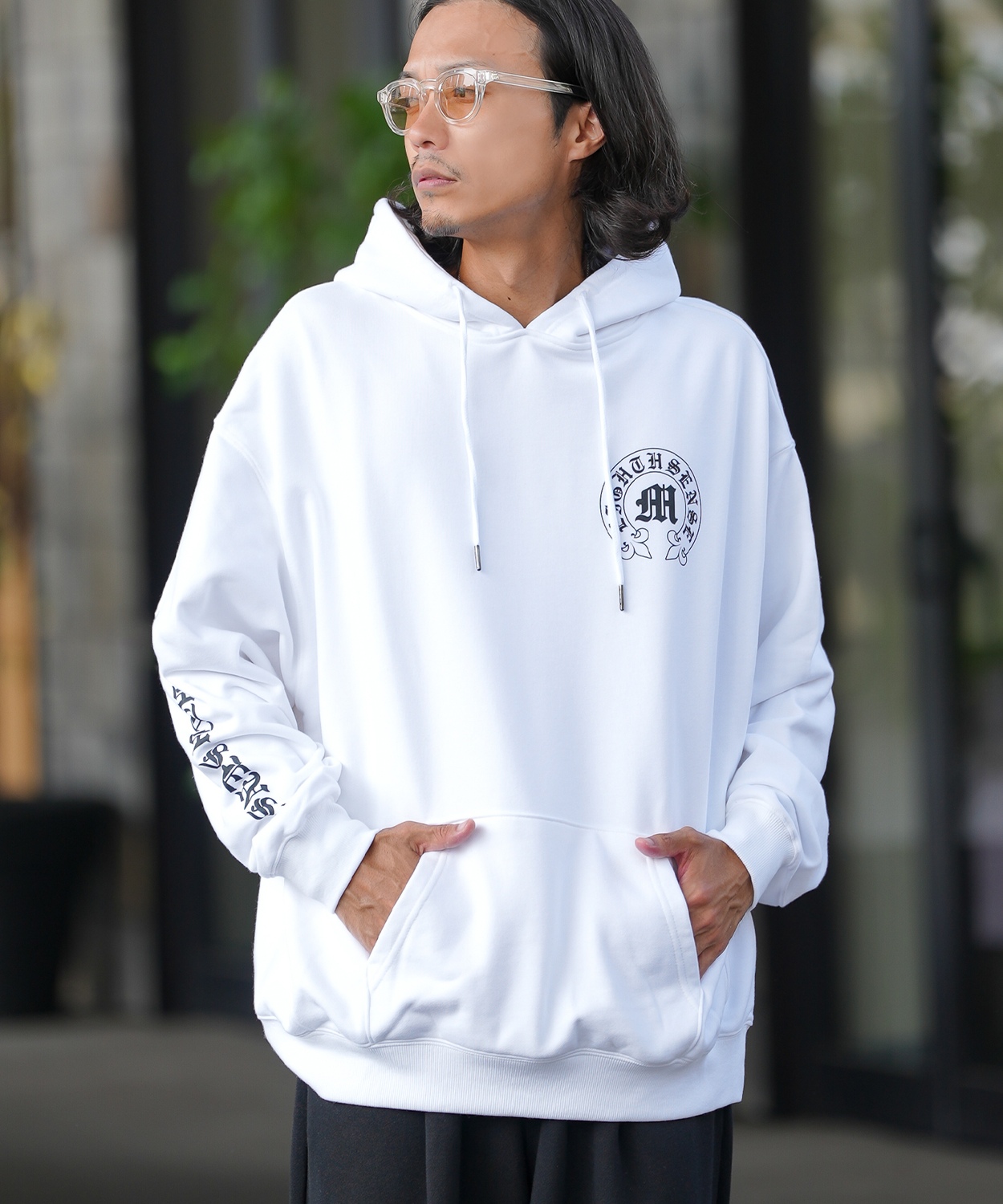 パーカー メンズ SIDEWAY STANCE サイドウェイスタンス サークルロゴ アームロゴ 裏毛 スウェット フーディー カジュアル Y2K ストリート 90s古着MIX 韓国 | improves | 02