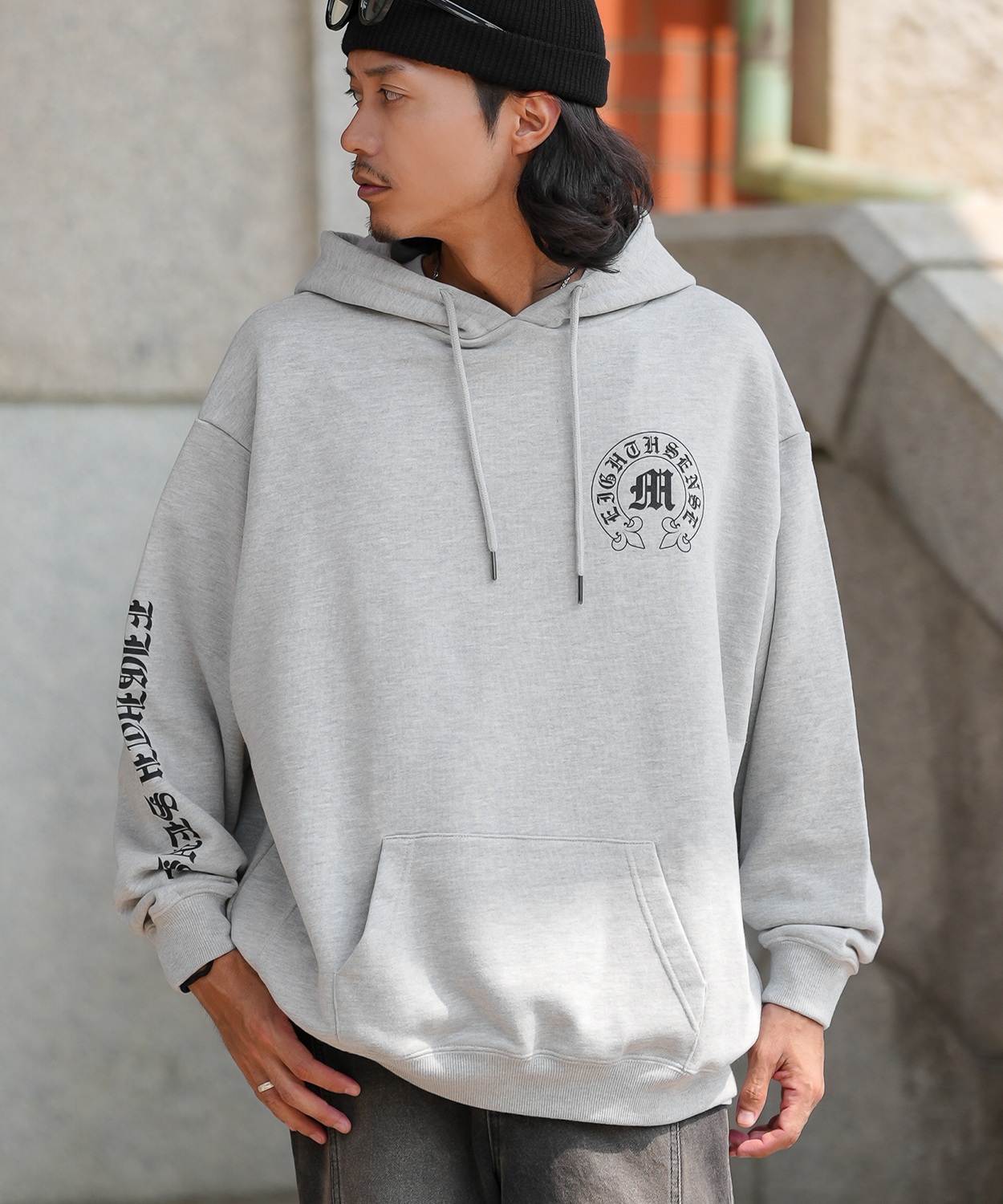 パーカー メンズ SIDEWAY STANCE サイドウェイスタンス サークルロゴ アームロゴ 裏毛 スウェット フーディー カジュアル Y2K ストリート 90s古着MIX 韓国 | improves | 03