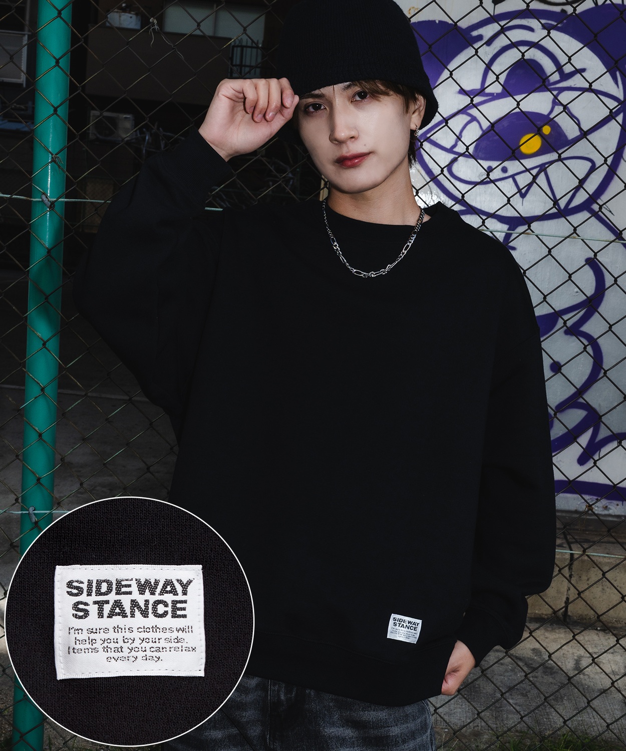 スウェット トレーナー メンズ レディース 無地 オーバーサイズ 裏毛 SIDEWAY STANCE サイドウェイスタンス ピスネーム ルーズ ストリート カジュアル 韓国 | improves | 02