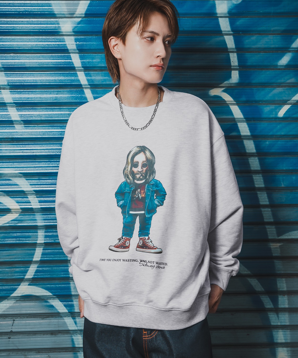 トレーナー メンズ SIDEWAY STANCE サイドウェイスタンス 裏毛 スウェットトレーナー アーティストプリント アメカジ ストリート カジュアル 韓国 古着 | improves | 02