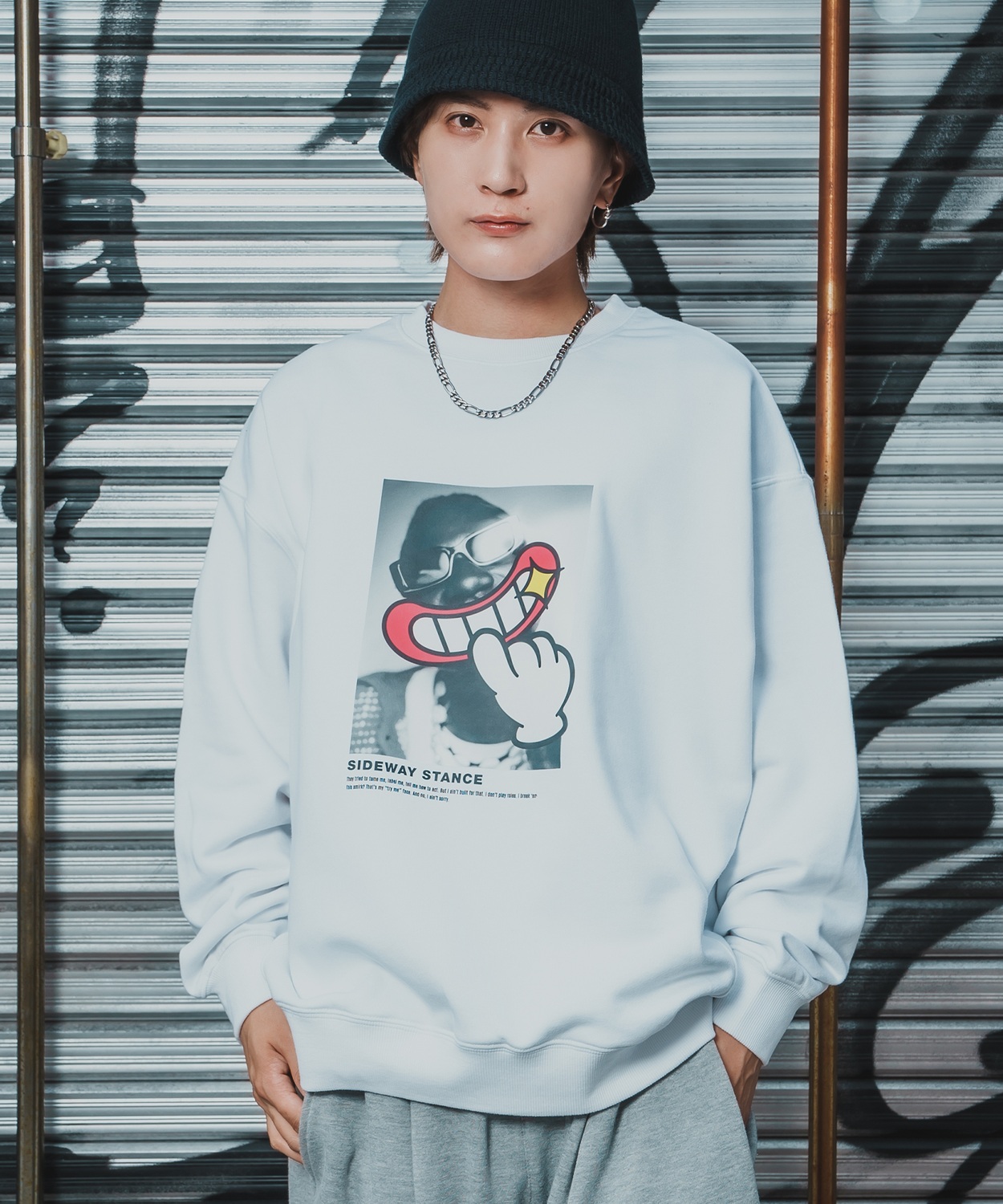 トレーナー メンズ SIDEWAY STANCE サイドウェイスタンス 裏毛 スウェットトレーナー POPフォトプリント アメカジ ストリート カジュアル 韓国 古着 | improves | 02