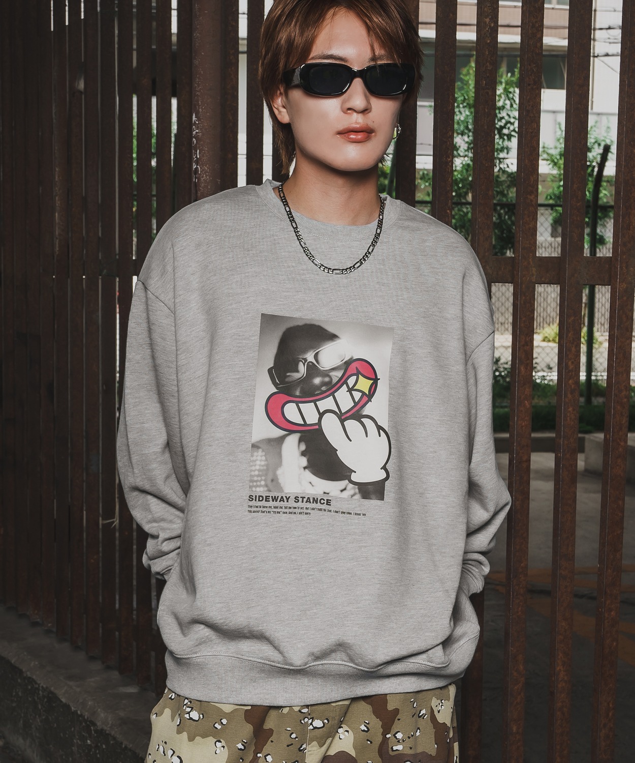 トレーナー メンズ SIDEWAY STANCE サイドウェイスタンス 裏毛 スウェットトレーナー POPフォトプリント アメカジ ストリート カジュアル 韓国 古着 | improves | 03