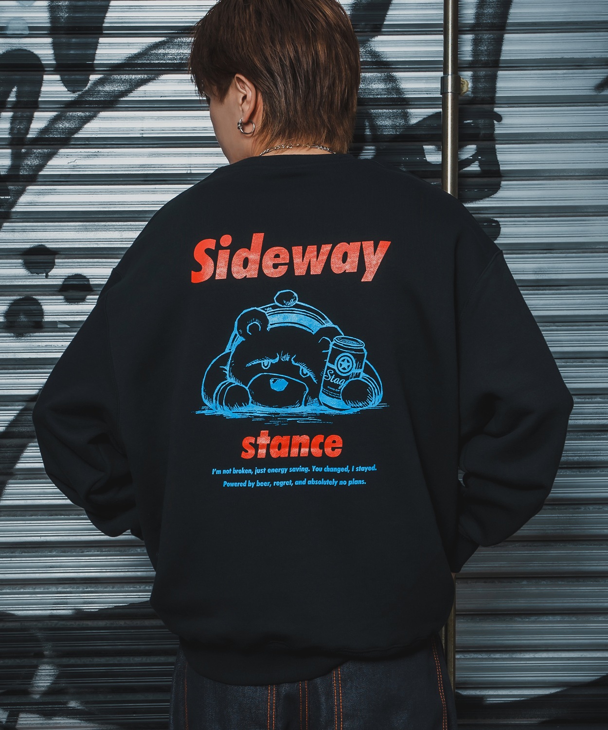 トレーナー メンズ SIDEWAY STANCE サイドウェイスタンス 裏毛 スウェットトレーナー ダウナーベアプリント アメカジ ストリート カジュアル 韓国 古着 | improves | 02