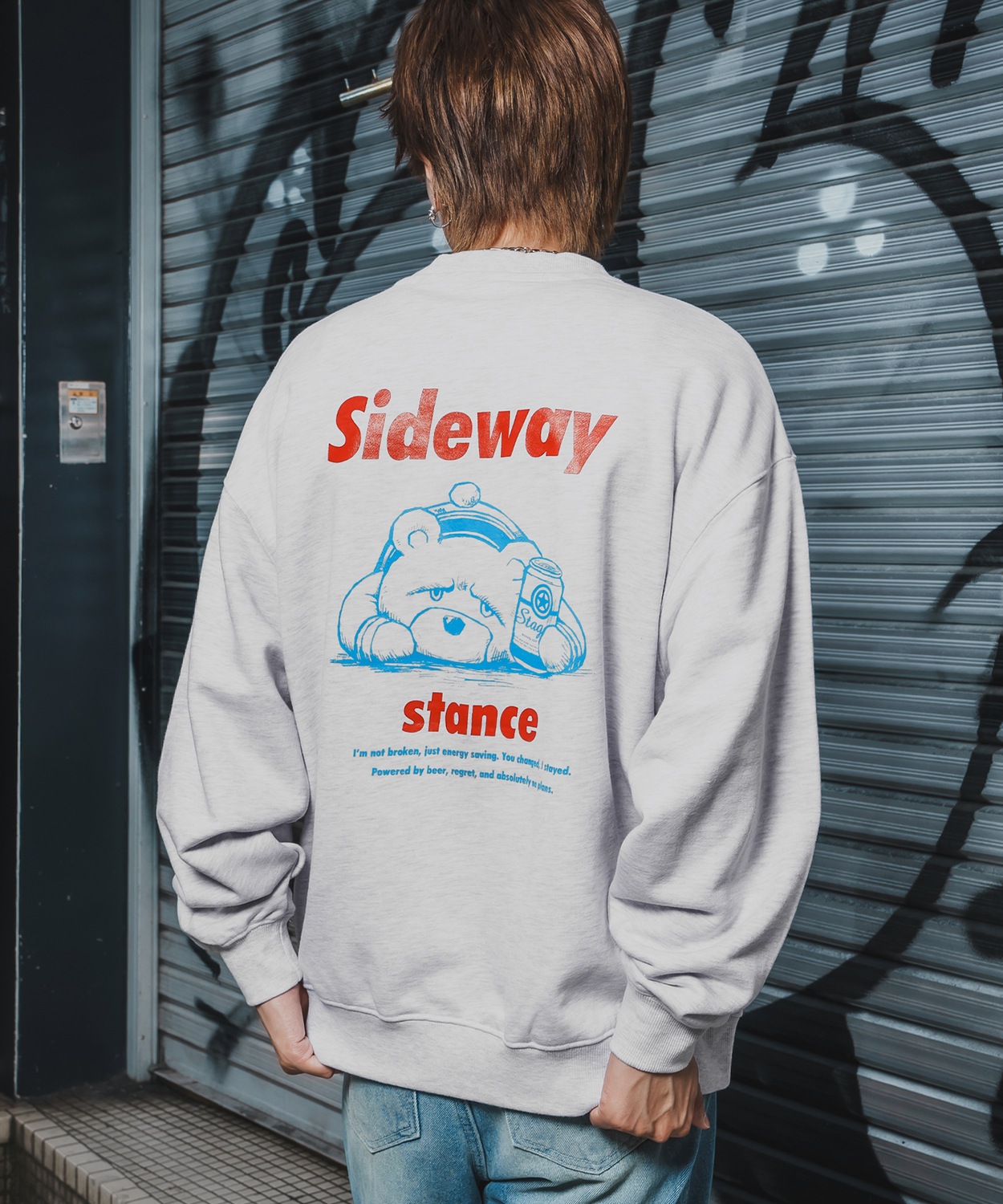 トレーナー メンズ SIDEWAY STANCE サイドウェイスタンス 裏毛 スウェットトレーナー ダウナーベアプリント アメカジ ストリート カジュアル 韓国 古着 | improves | 03