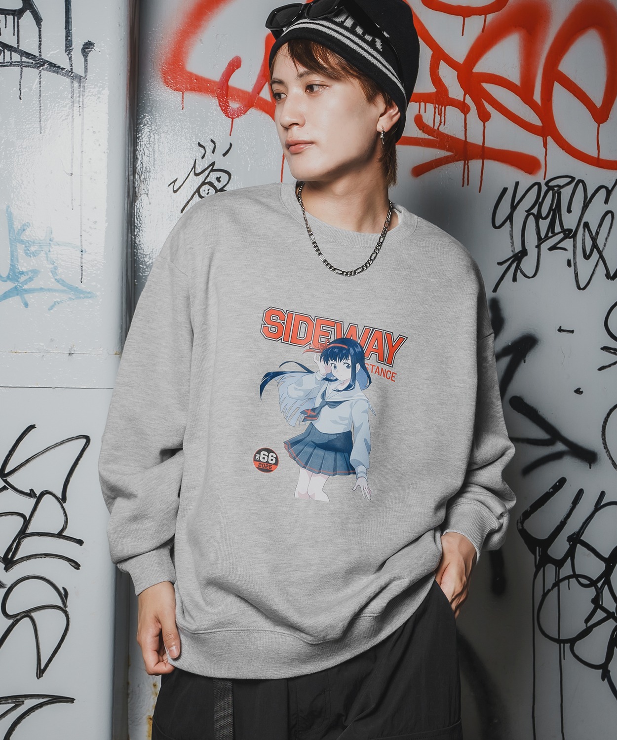 トレーナー メンズ SIDEWAY STANCE サイドウェイスタンス 裏毛 スウェットトレーナー 90s漫画プリント アメカジ ストリート カジュアル 韓国 古着 | improves | 03