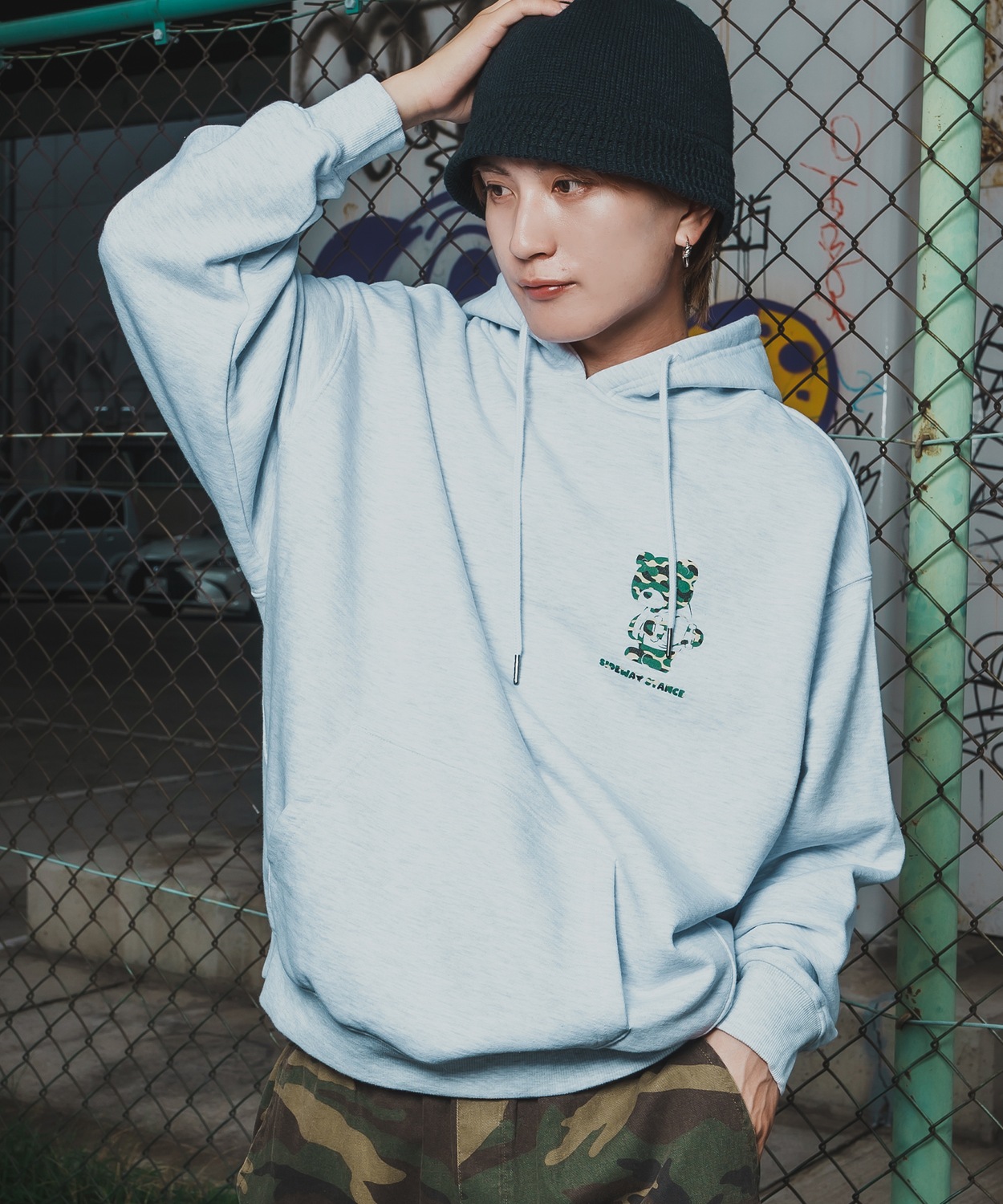 パーカー メンズ SIDEWAY STANCE サイドウェイスタンス カモフラベアプリント 裏毛 スウェット フーディー カジュアル Y2K ストリート 90s古着MIX 韓国 | improves | 02