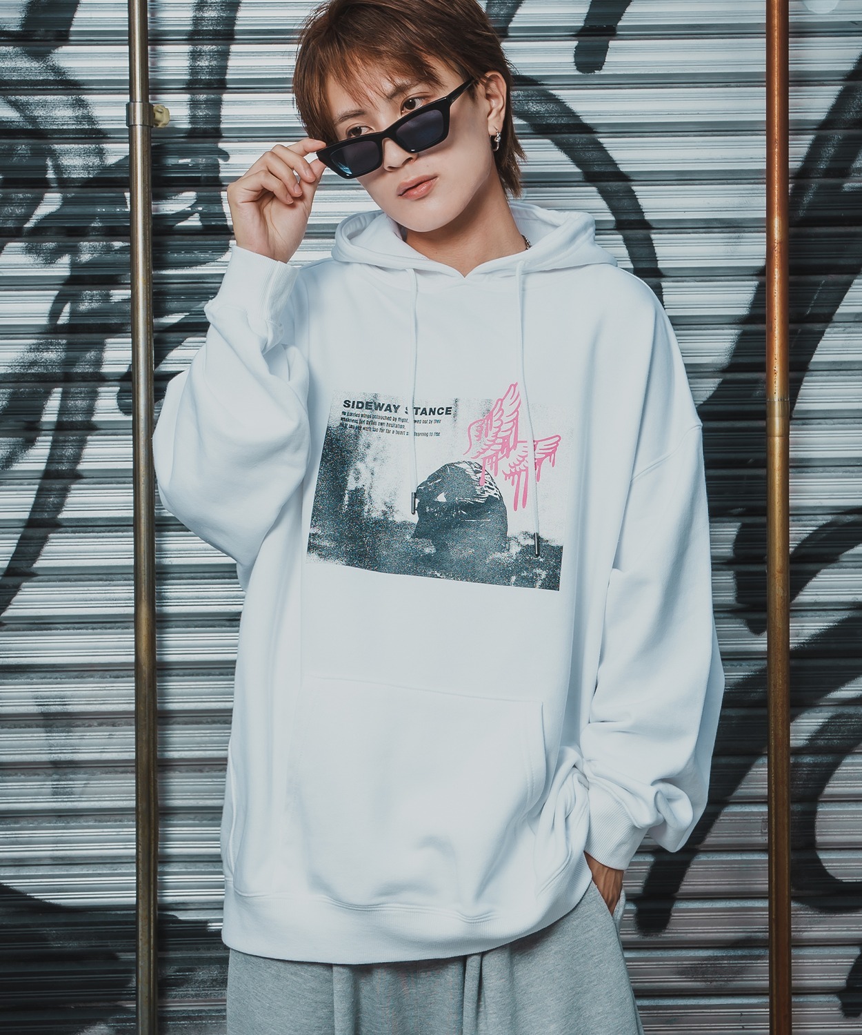 パーカー メンズ SIDEWAY STANCE サイドウェイスタンス フォトプリント 裏毛 スウェット フーディー カジュアル Y2K ストリート 90s古着MIX 韓国 | improves | 02