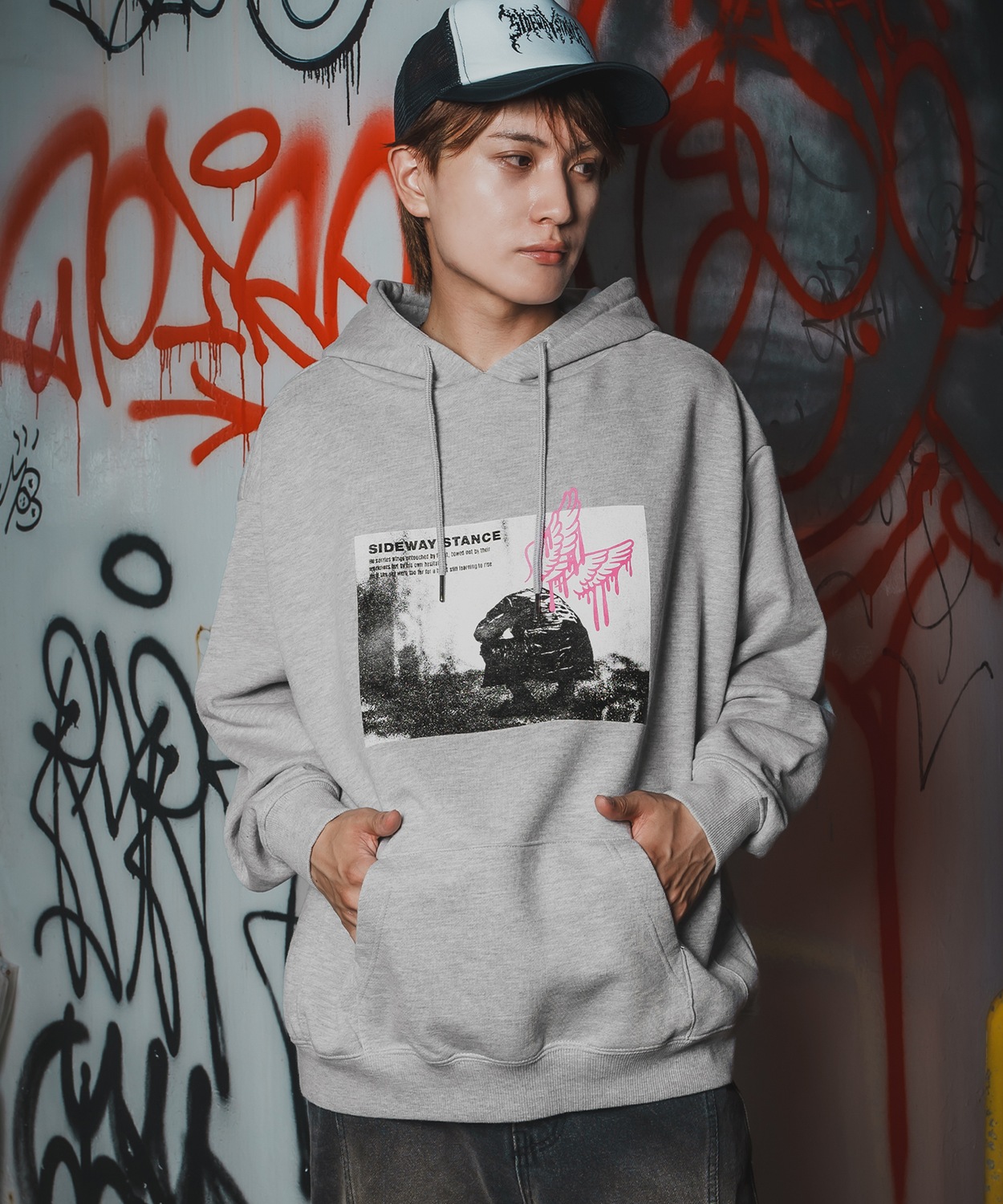パーカー メンズ SIDEWAY STANCE サイドウェイスタンス フォトプリント 裏毛 スウェット フーディー カジュアル Y2K ストリート 90s古着MIX 韓国 | improves | 03