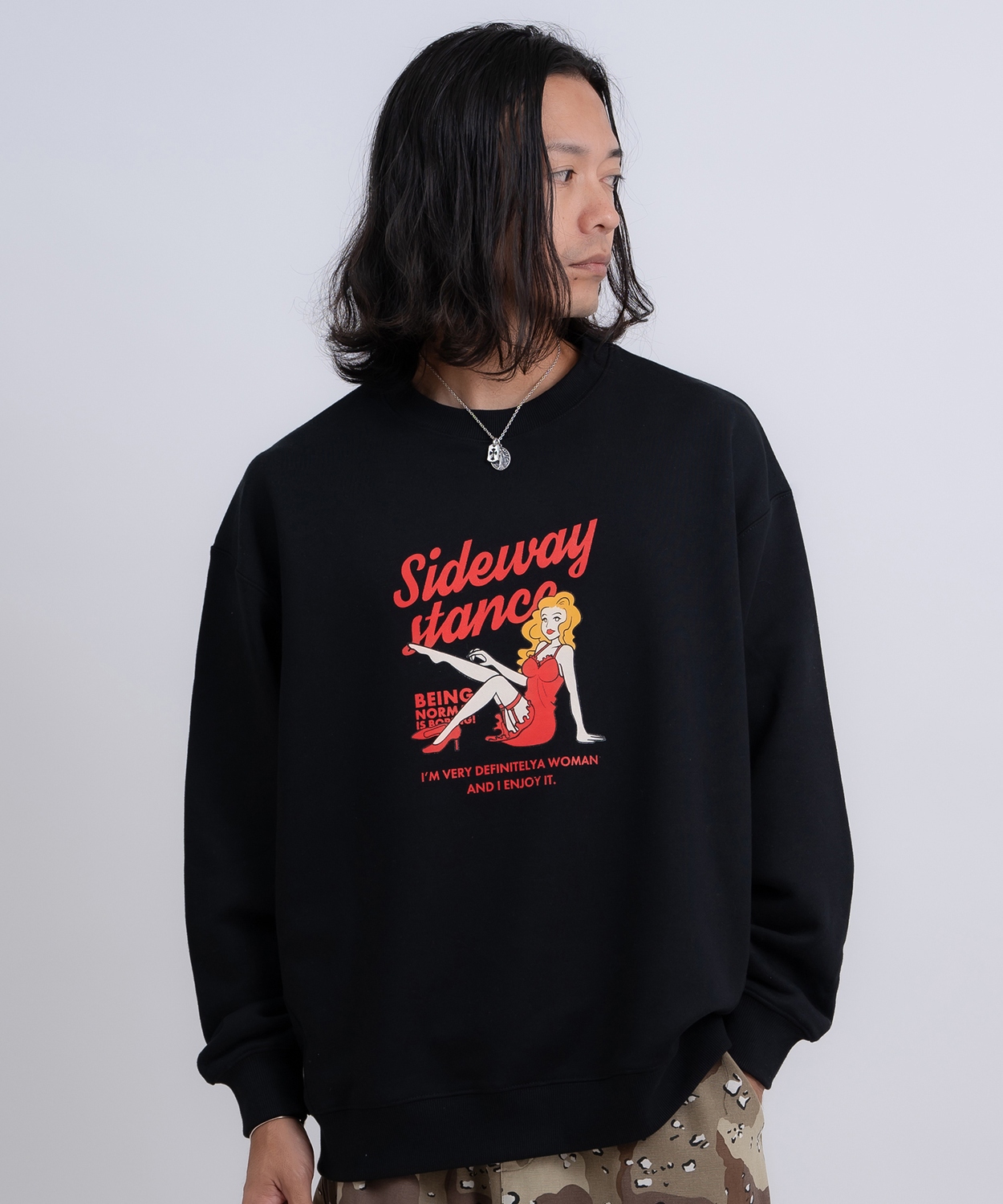 トレーナー メンズ SIDEWAY STANCE サイドウェイスタンス 裏毛 スウェットトレーナー レトロウーマン アメカジ ストリート カジュアル 韓国 古着 | improves | 01