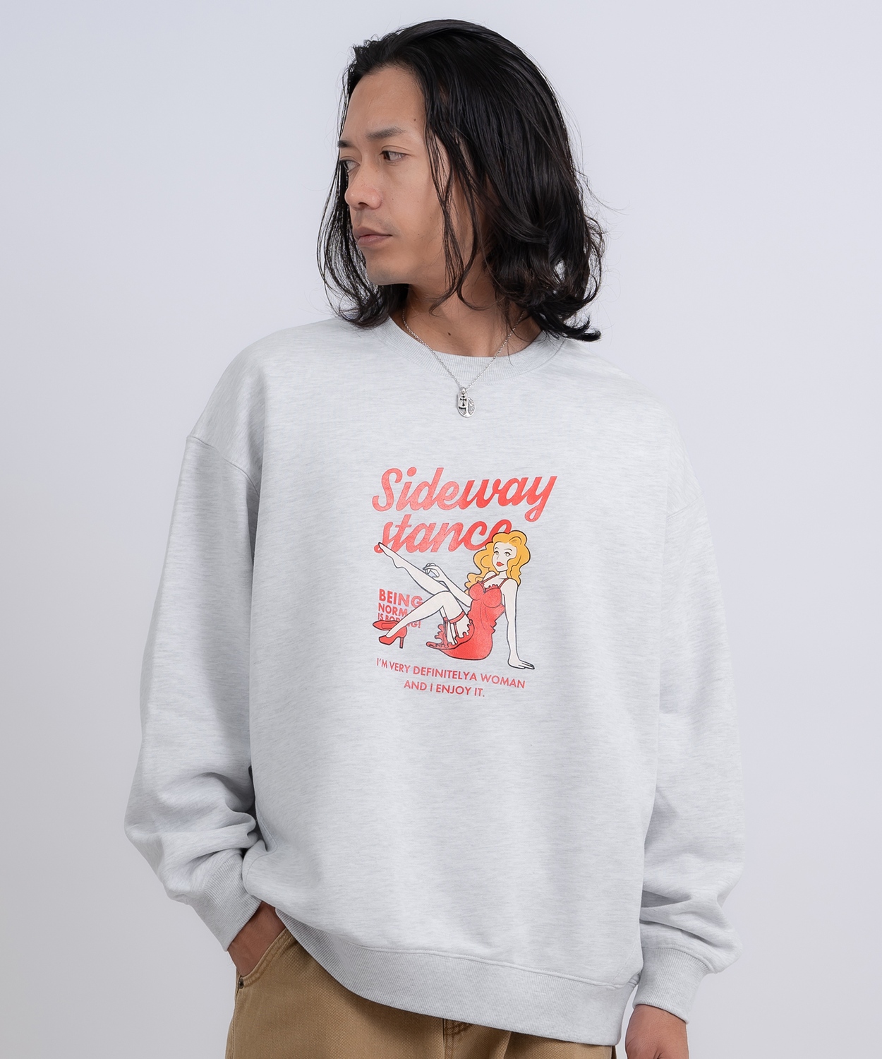 トレーナー メンズ SIDEWAY STANCE サイドウェイスタンス 裏毛 スウェットトレーナー レトロウーマン アメカジ ストリート カジュアル 韓国 古着 | improves | 02