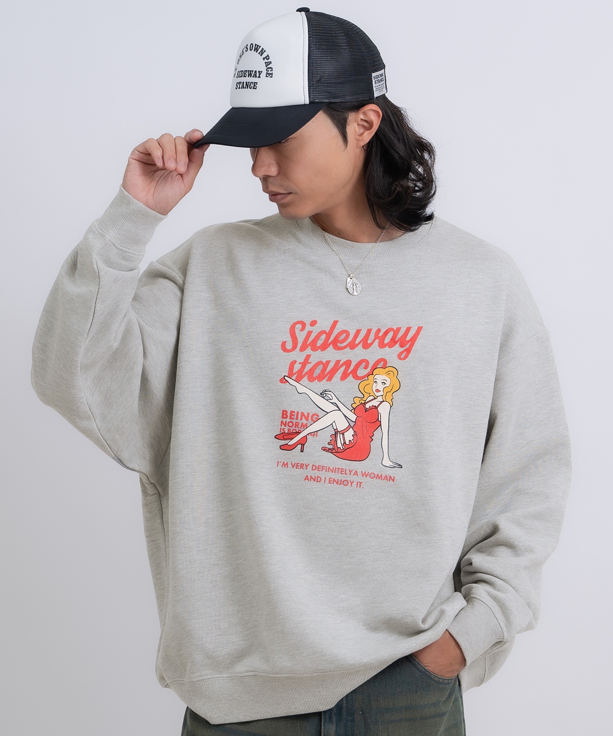 トレーナー メンズ SIDEWAY STANCE サイドウェイスタンス 裏毛 スウェットトレーナー レトロウーマン アメカジ ストリート カジュアル 韓国 古着 | improves | 03