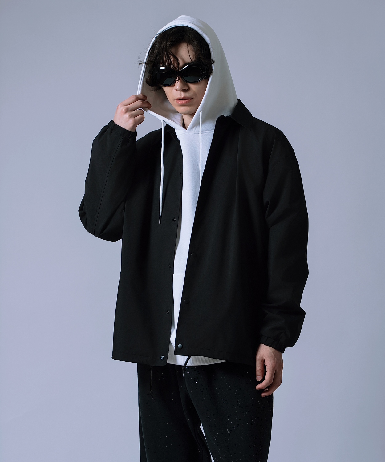 コーチジャケット メンズ レディース ライトアウター ブルゾン ジャンパー マット 質感 無地 オーバーサイズ ストリート 韓国ファッション | improves | 01