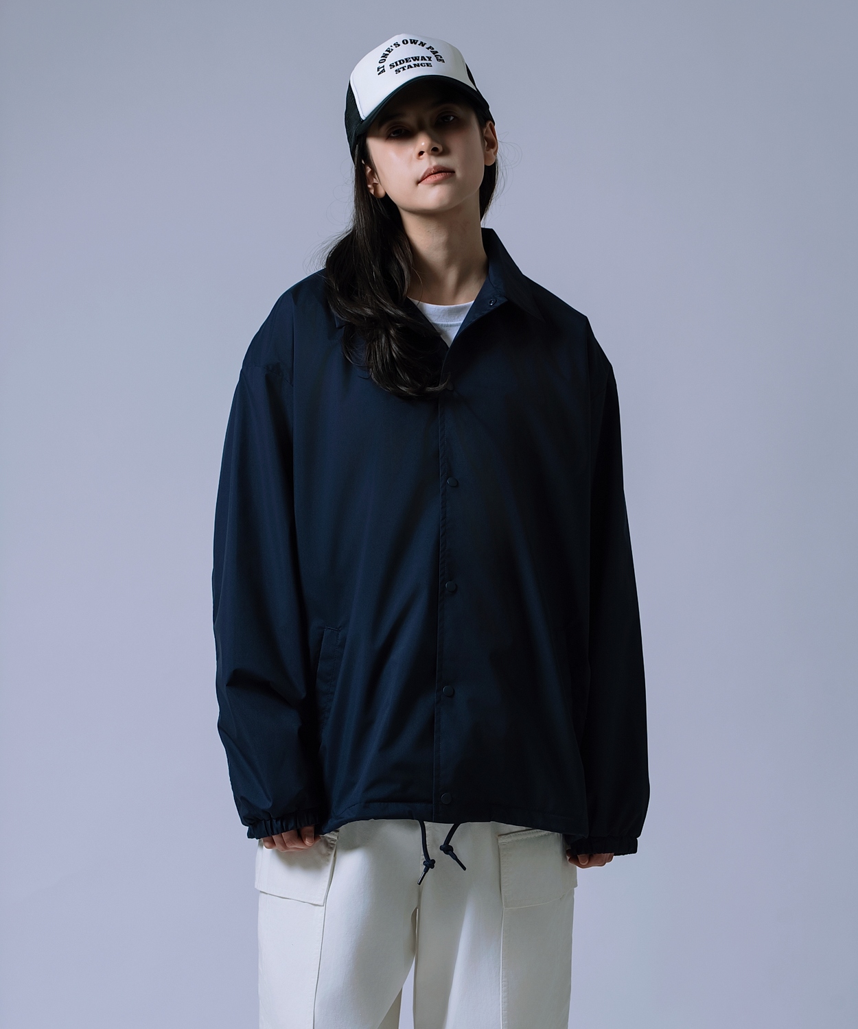 コーチジャケット メンズ レディース ライトアウター ブルゾン ジャンパー マット 質感 無地 オーバーサイズ ストリート 韓国ファッション | improves | 02