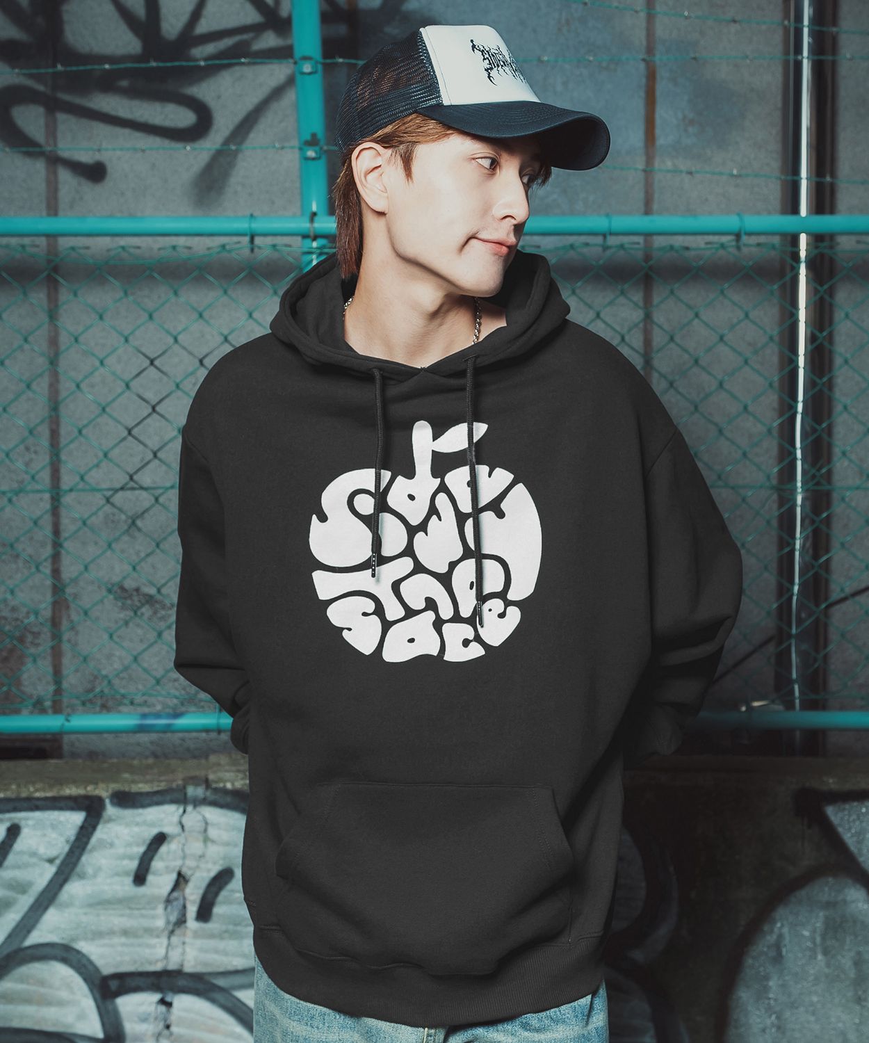 パーカー メンズ レディース メンズ レディース ビッグシルエット タイポアップル 裏毛 リンゴロゴ ビッグシルエット ストリート系 オーバーサイズ 古着MIX 韓国 | improves | 08