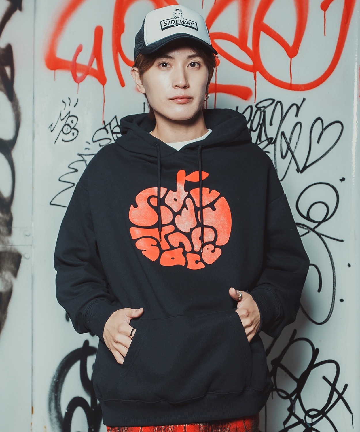 パーカー メンズ レディース メンズ レディース ビッグシルエット タイポアップル 裏毛 リンゴロゴ ビッグシルエット ストリート系 オーバーサイズ 古着MIX 韓国 | improves | 05