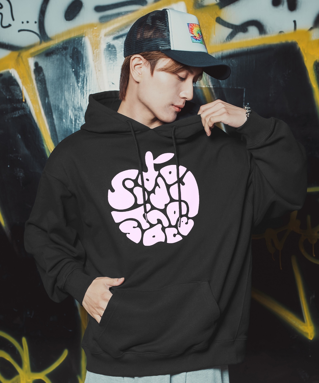 パーカー メンズ レディース メンズ レディース ビッグシルエット タイポアップル 裏毛 リンゴロゴ ビッグシルエット ストリート系 オーバーサイズ 古着MIX 韓国 | improves | 03