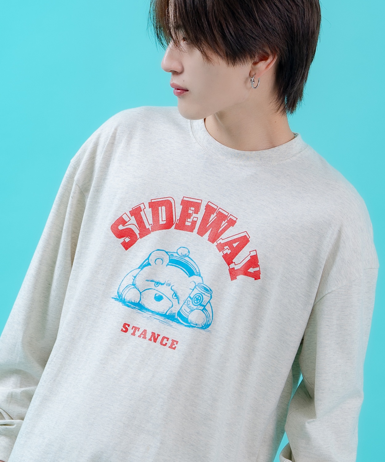 長袖Tシャツ ロンT メンズ レディース サイドウェイスタンス ビッグシルエット オーバーサイズ ストリート ダウナーベア カレッジロゴ アメカジ | improves | 03