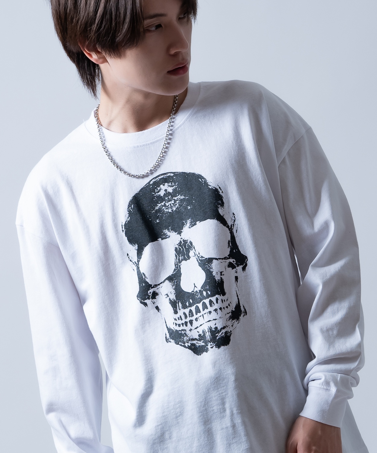 長袖Tシャツ メンズ スカル ロンT SIDEWAY STANCE サイドウェイスタンス 骸骨 ドクロ ビッグシルエット ストリート ロック グランジ 古着MIX | improves | 01