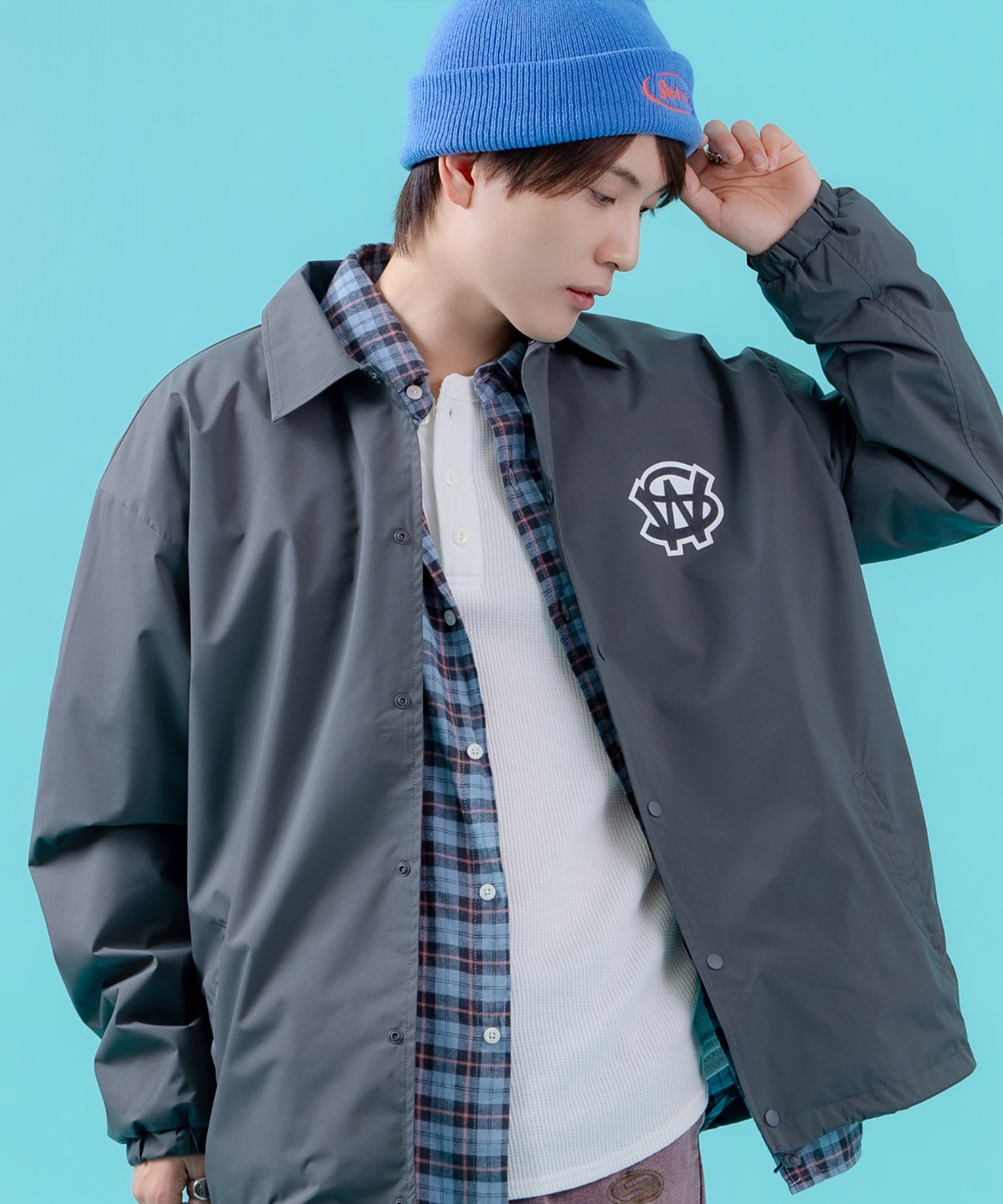 コーチジャケット メンズ SIDEWAY STANCE サイドウェイスタンス ナイロン  アメカジ スケーター ストリート 古着MIX 韓国ファッション ブラック ライトグレー | improves | 02