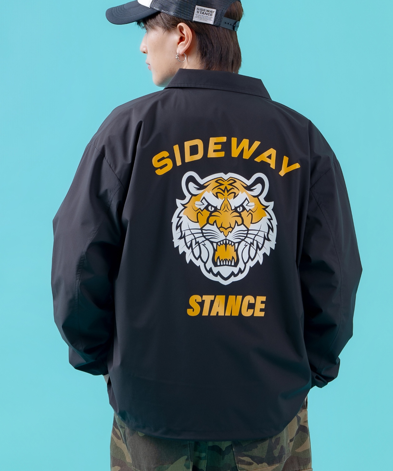 コーチジャケット メンズ SIDEWAY STANCE サイドウェイスタンス ナイロン  アメカジ スケーター ストリート 古着MIX 韓国ファッション ブラック ネイビー | improves | 01