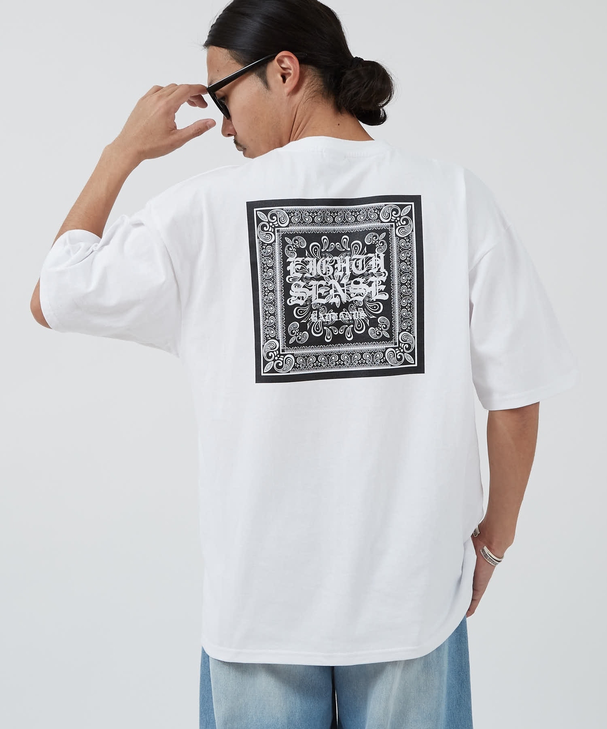 半袖Tシャツ メンズ SIDEWAY STANCE サイドウェイスタンス バンダナTシャツ ペイズリー スクエアロゴ オーバーサイズ ストリート スケーター 韓国ファッション | improves | 01