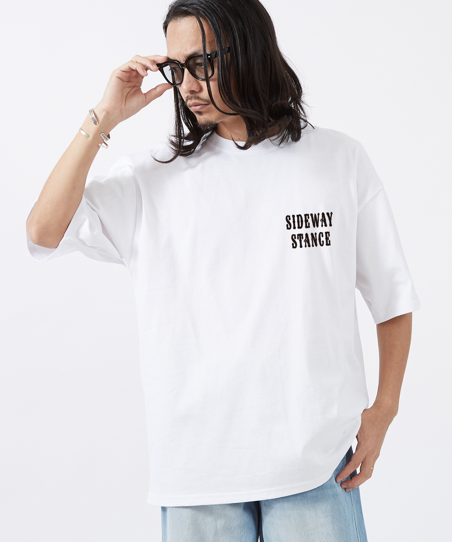 半袖Tシャツ メンズ SIDEWAY STANCE サイドウェイスタンス  ワンポイント ロゴ オリジナルプリント カジュアル アメカジ ストリート ワーク ブラック ホワイト | improves | 01