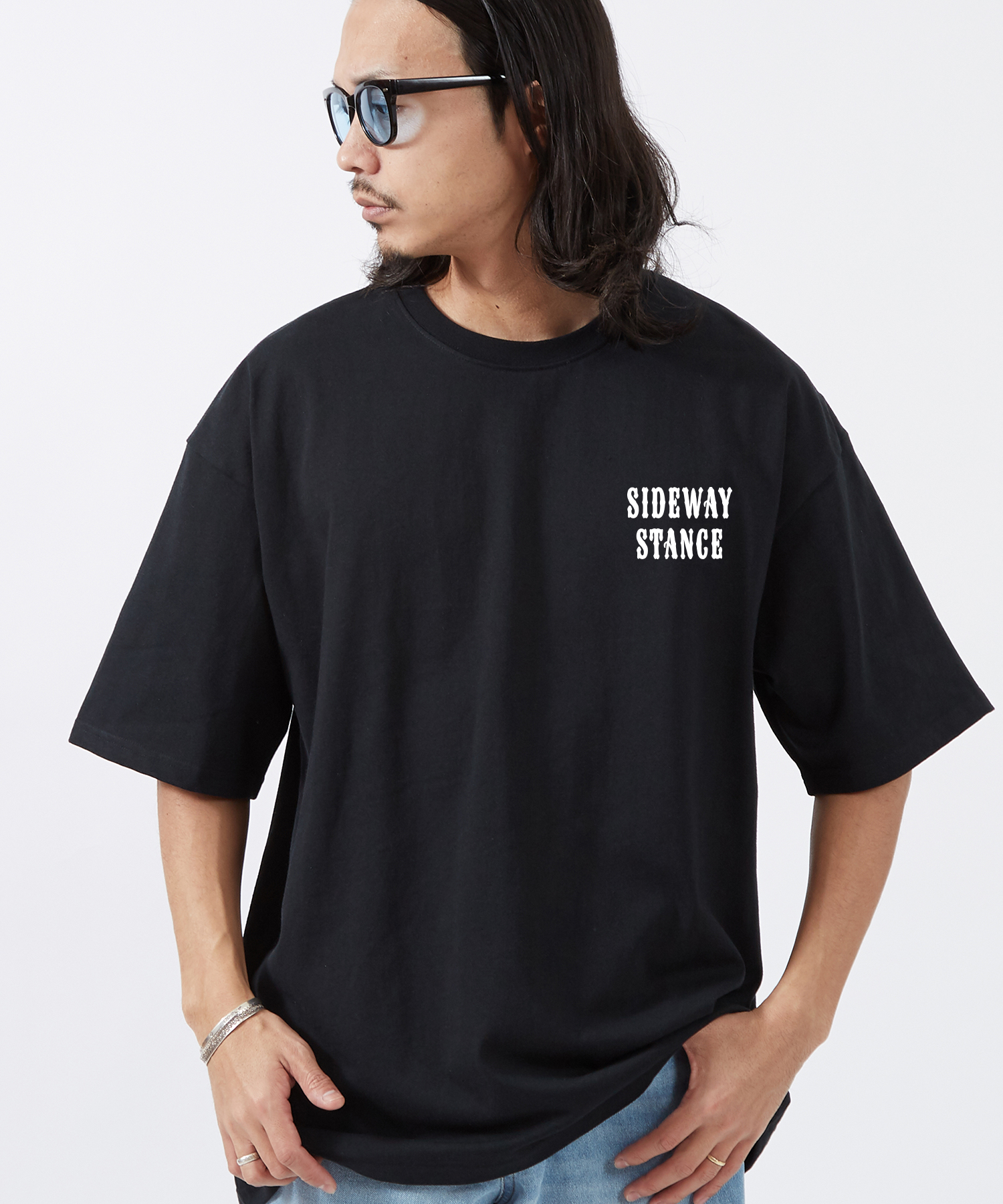 半袖Tシャツ メンズ SIDEWAY STANCE サイドウェイスタンス  ワンポイント ロゴ オリジナルプリント カジュアル アメカジ ストリート ワーク ブラック ホワイト | improves | 02