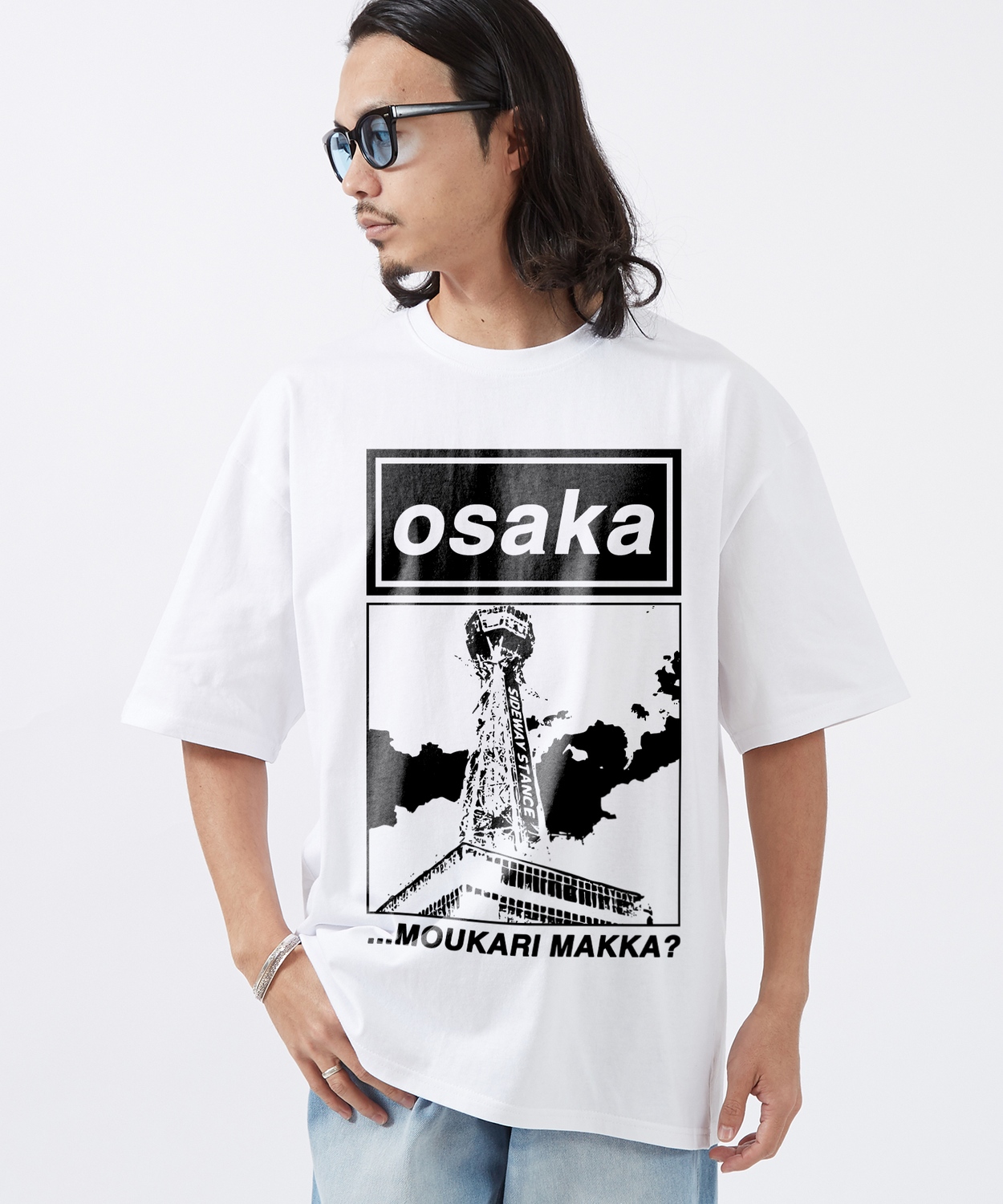 半袖Tシャツ メンズ SIDEWAY STANCE サイドウェイスタンス レトロ オマージュ パロ 大阪 プリント  カジュアル アメカジ ストリート ブラック ホワイト | improves | 01