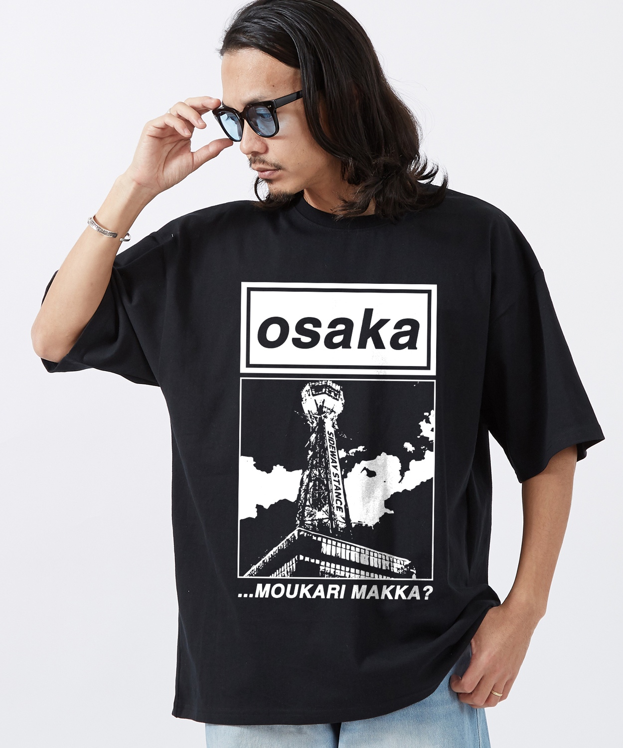 半袖Tシャツ メンズ SIDEWAY STANCE サイドウェイスタンス レトロ オマージュ パロ 大阪 プリント  カジュアル アメカジ ストリート ブラック ホワイト | improves | 02