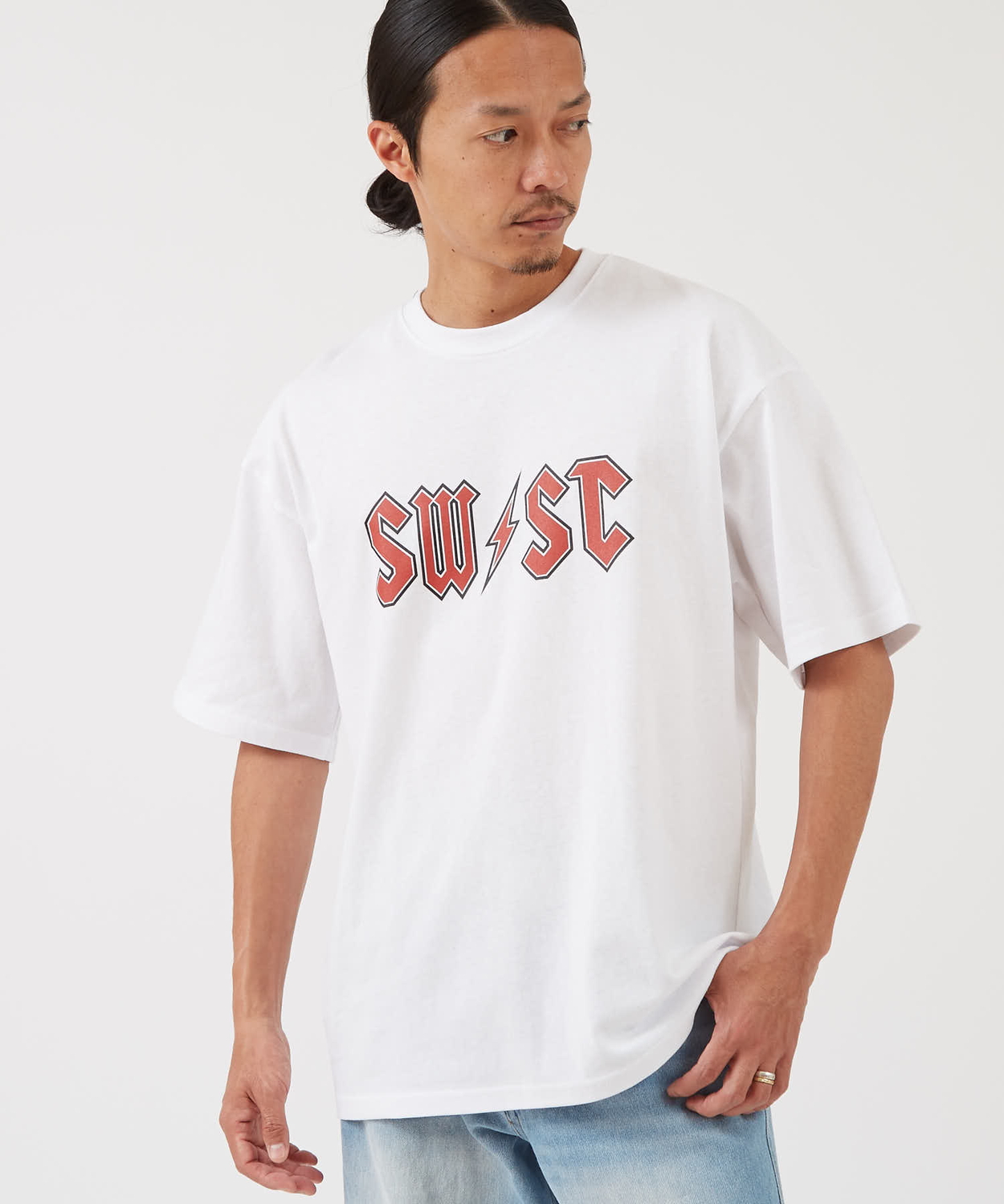 半袖Tシャツ メンズ レディース カレッジロゴ プリント サイドウェイスタンス ビッグシルエット ストリート 韓国ファッション 古着MIX 定番 | improves | 01
