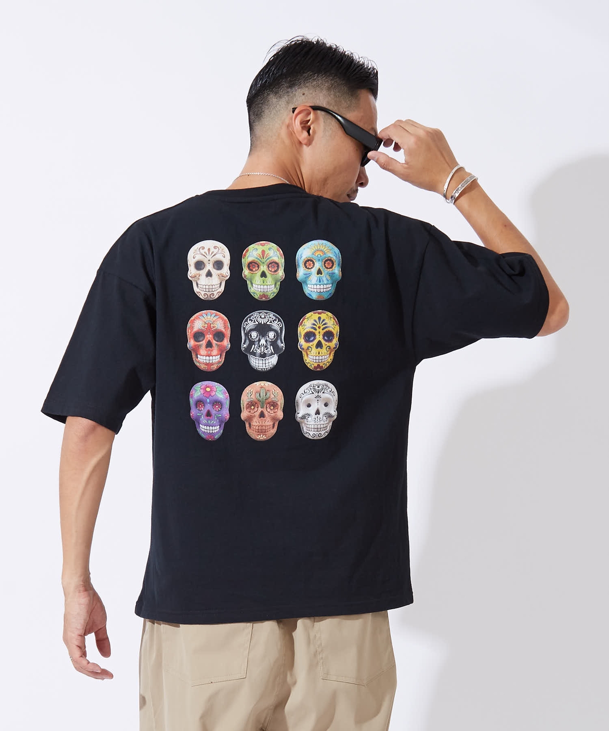 半袖Tシャツ メンズ レディース カラフル スカル グラフィック クルーネック SIDEWAY STANCE オーバーサイズ メキシカン ストリート 韓国ファッション | improves | 02
