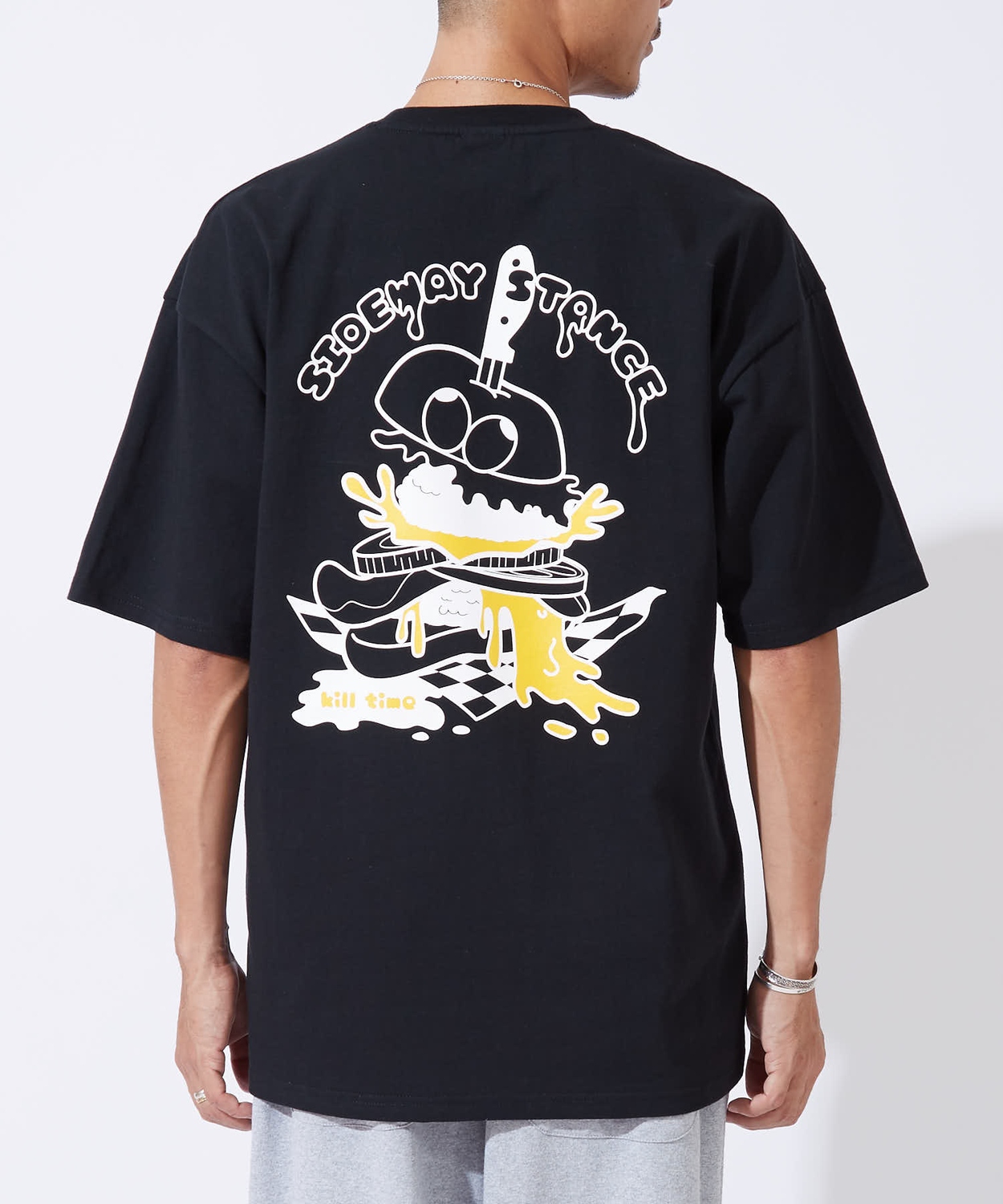 半袖Tシャツ メンズ レディース キルタイム ハンバーガー   ナイフ プリント 綿100 ビッグシルエット SIDEWAY STANCE オーバーサイズ ストリート 古着MIX | improves | 02