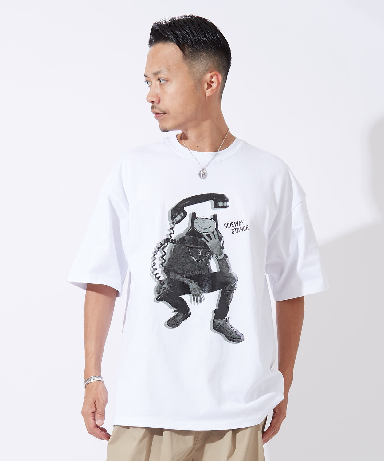 半袖Tシャツ メンズ レディース モノクロ プリント 綿100 ビッグシルエット SIDEWAY STANCE オーバーサイズ ストリート 古着MIX | improves | 01