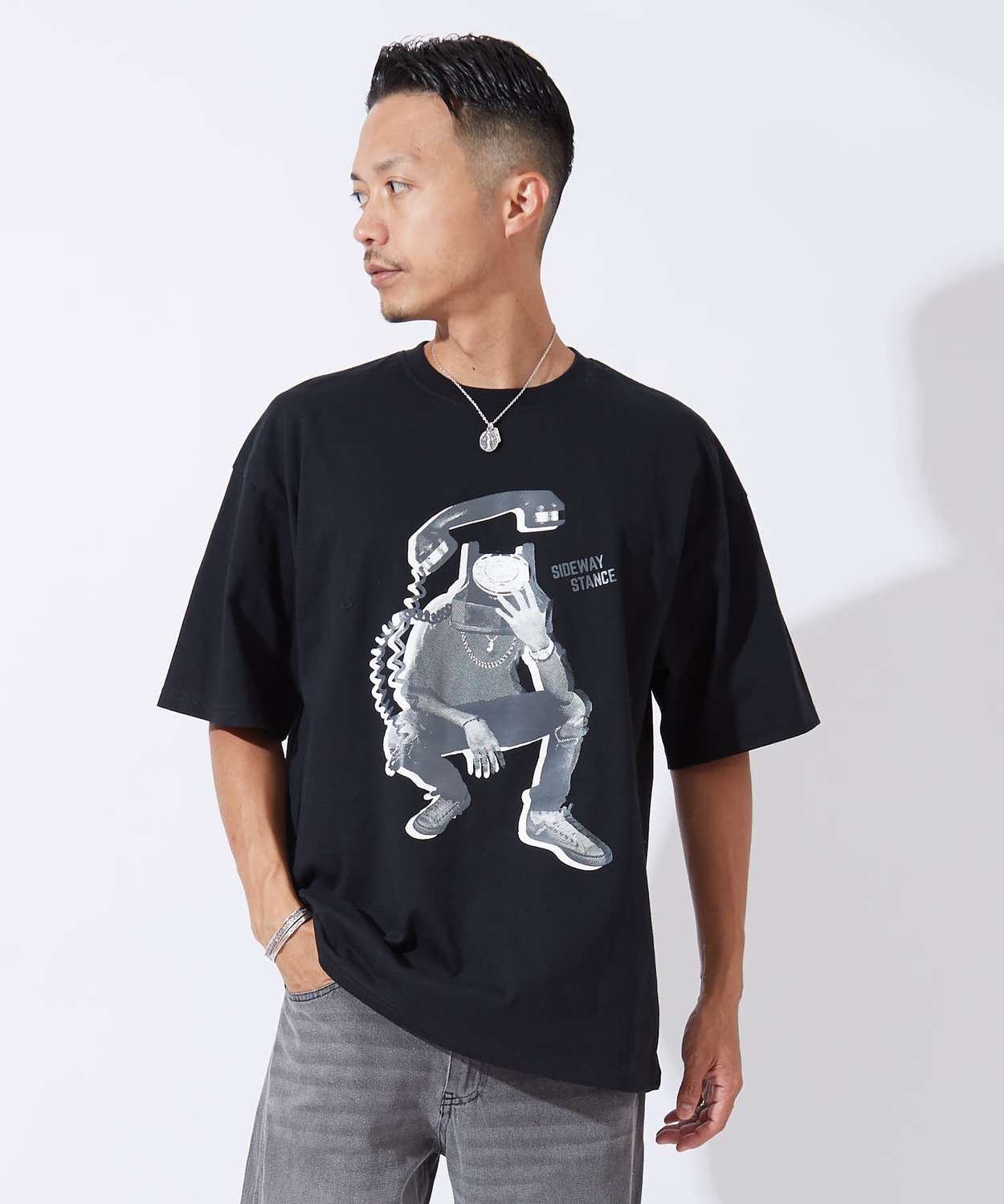 半袖Tシャツ メンズ レディース モノクロ プリント 綿100 ビッグシルエット SIDEWAY STANCE オーバーサイズ ストリート 古着MIX | improves | 02