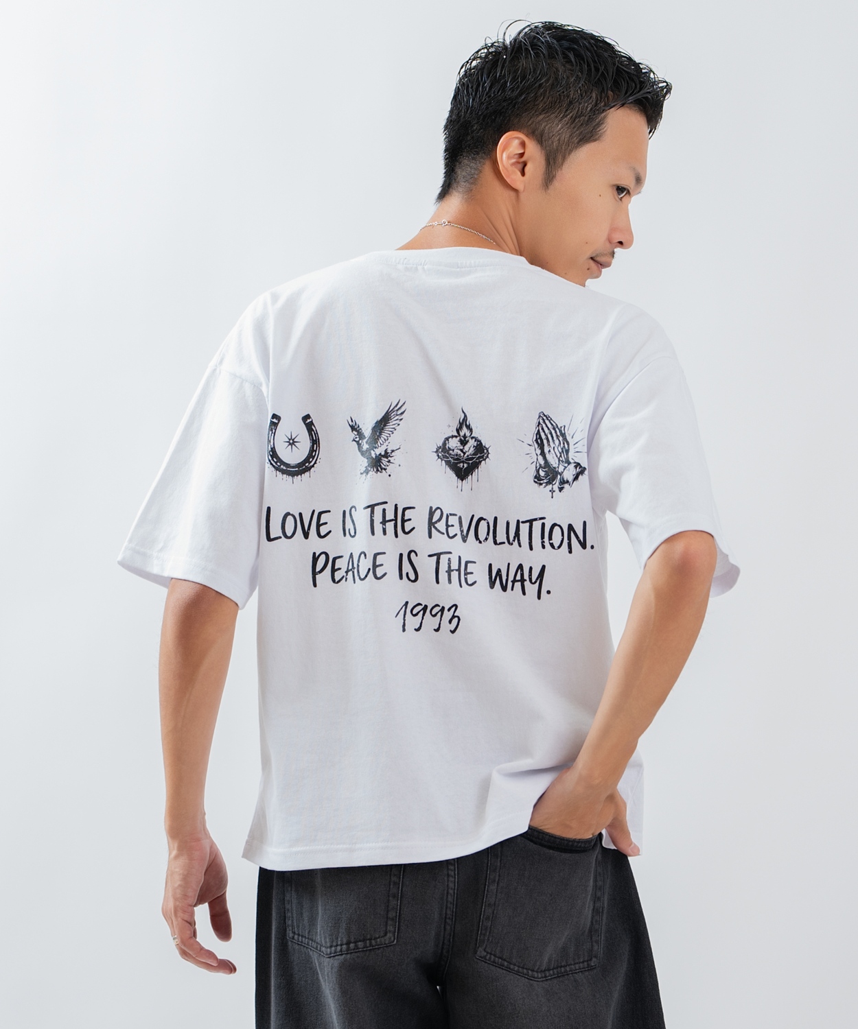 半袖Tシャツ メンズ レディース フォトプリント 綿100 ビッグシルエット SIDEWAY STANCE オーバーサイズ ストリート 古着MIX | improves | 01